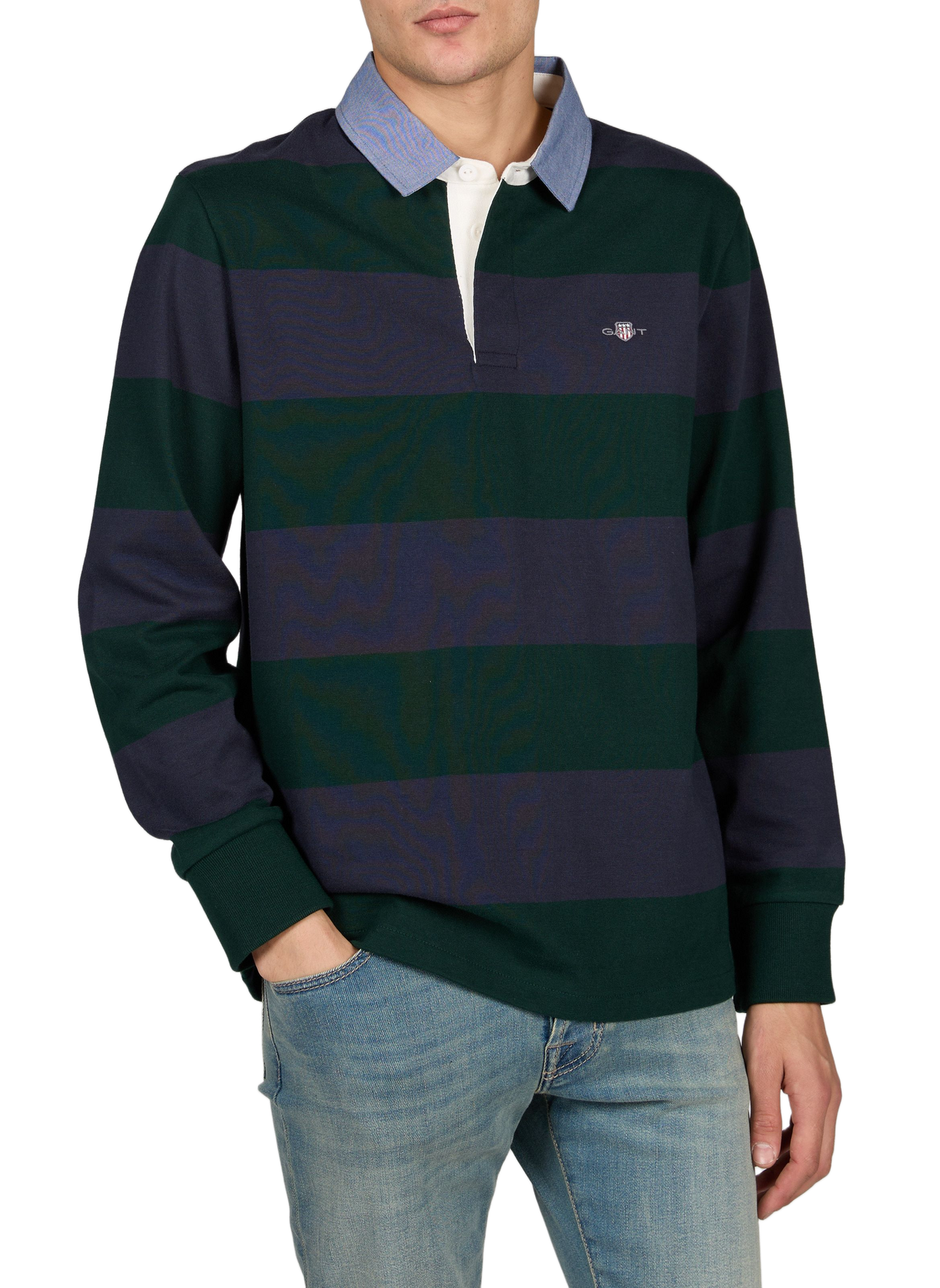Long-sleeved cotton polo shirt | Green GANT Men