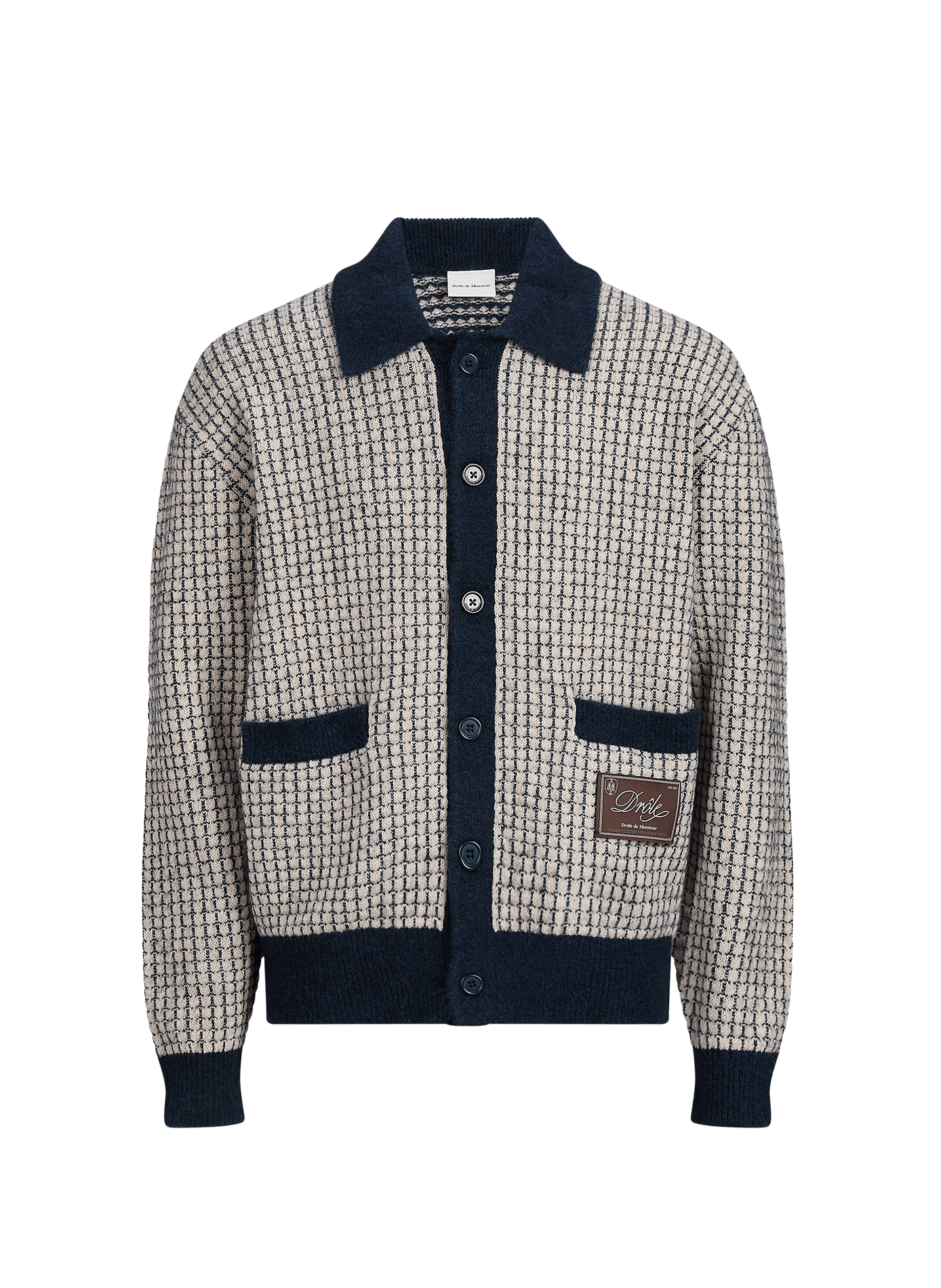 Wool Patterned Cardigan DROLE DE MONSIEUR Blue