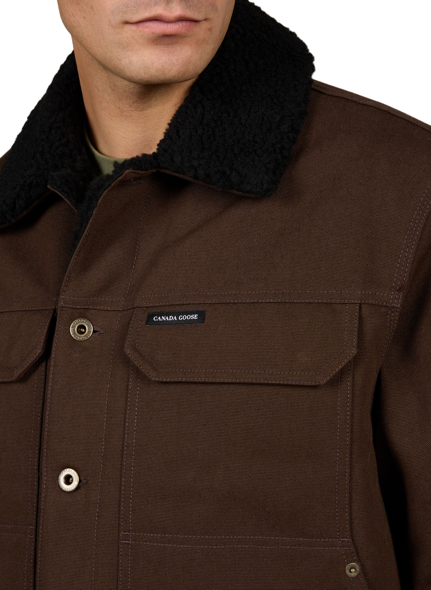 Plain straight-cut cotton jacket CANADA GOOSE Black