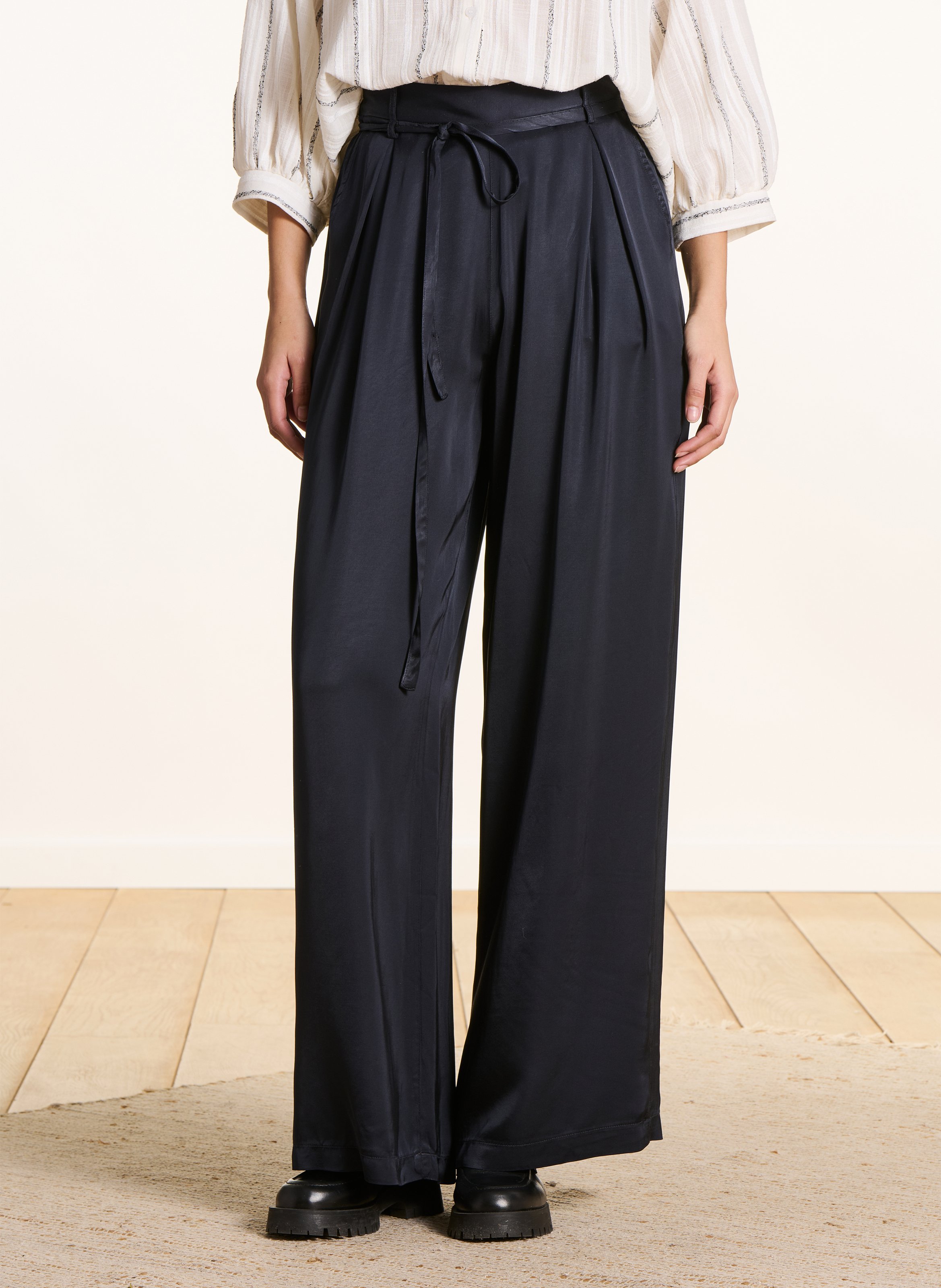 Wijde satijnen broek LA FEE MARABOUTEE Blauw