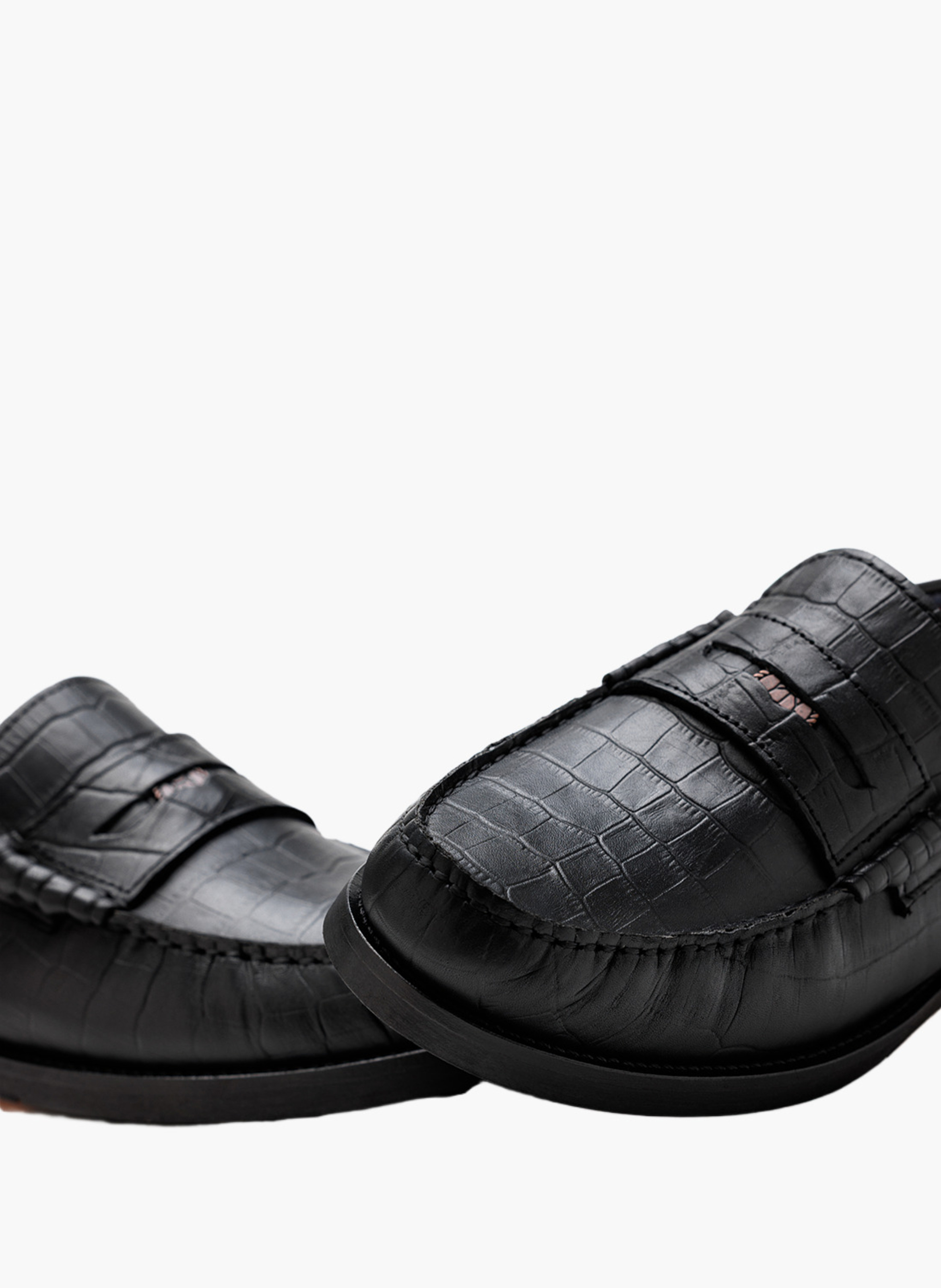 Mocassins riviera en cuir effet croco NAKED WOLFE Noir