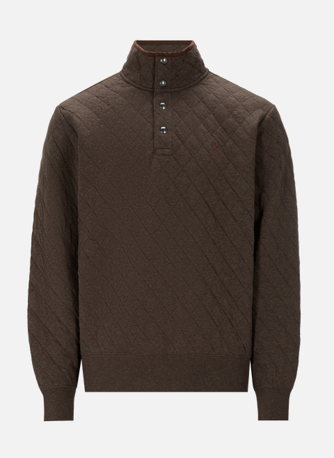 Brauner Pullover mit Button-Down-Kragen aus BaumwollmischungPOLO RALPH LAUREN 