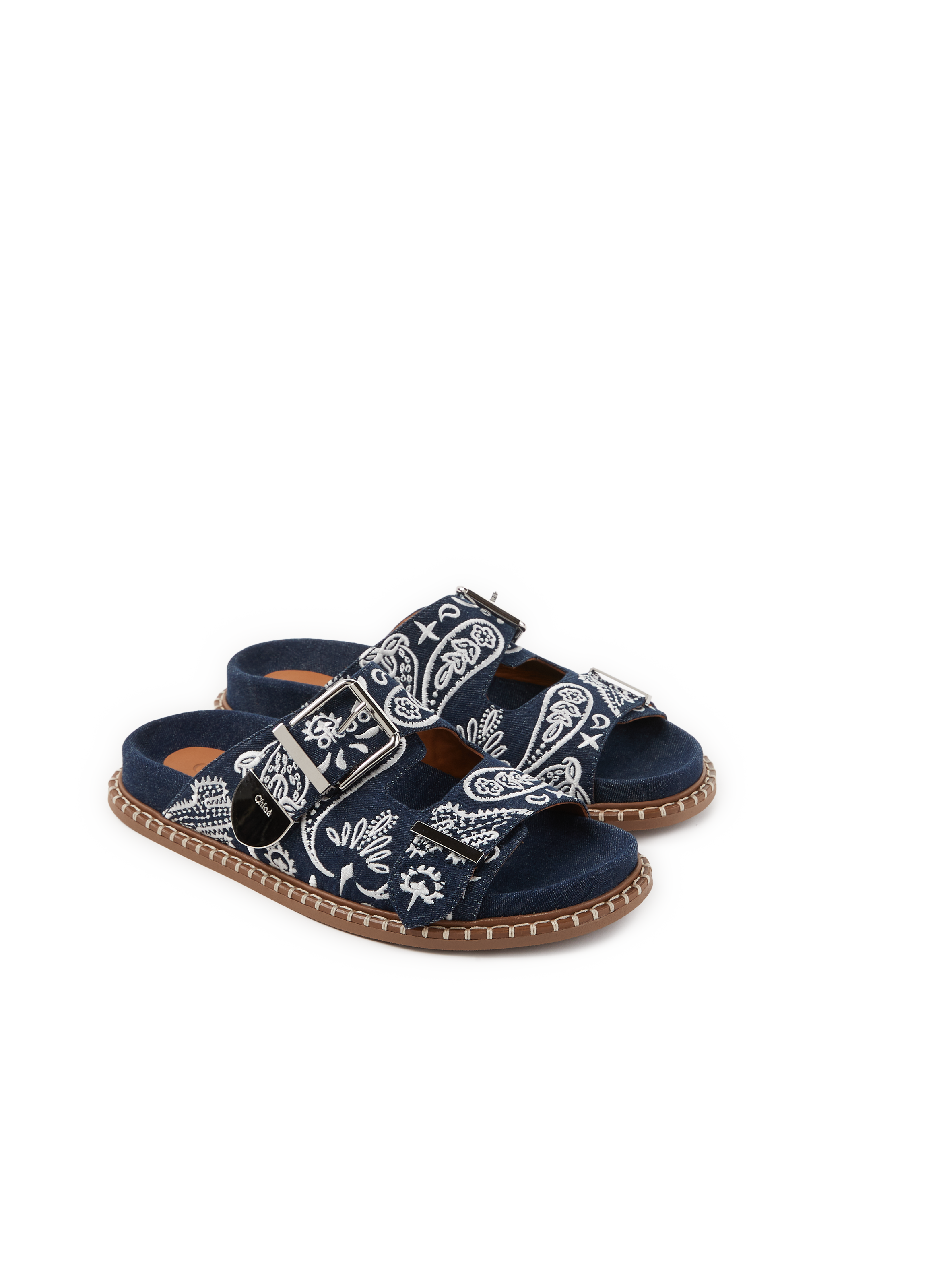 Flat printed mules CHLOÉ Blue