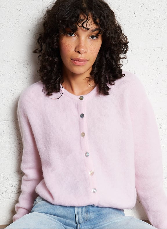 Gilet ample col rond en laine mélangée vitow Rose by AMERICAN VINTAGE AMERICAN VINTAGE Gilet ample col rond en laine mélangée vitow Rose