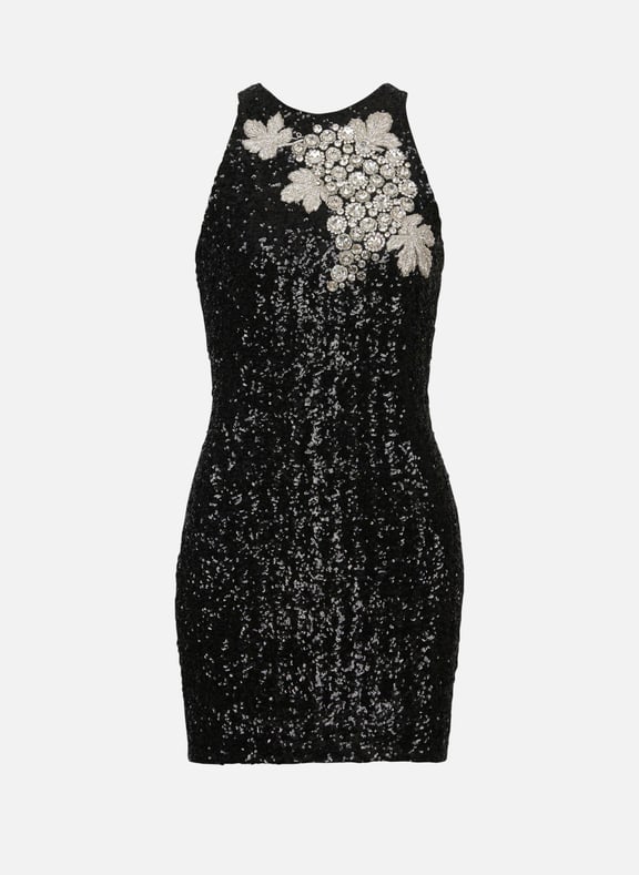 Robe en sequins et broderie raisin Noir by BALMAIN BALMAIN Robe en sequins et broderie raisin Noir