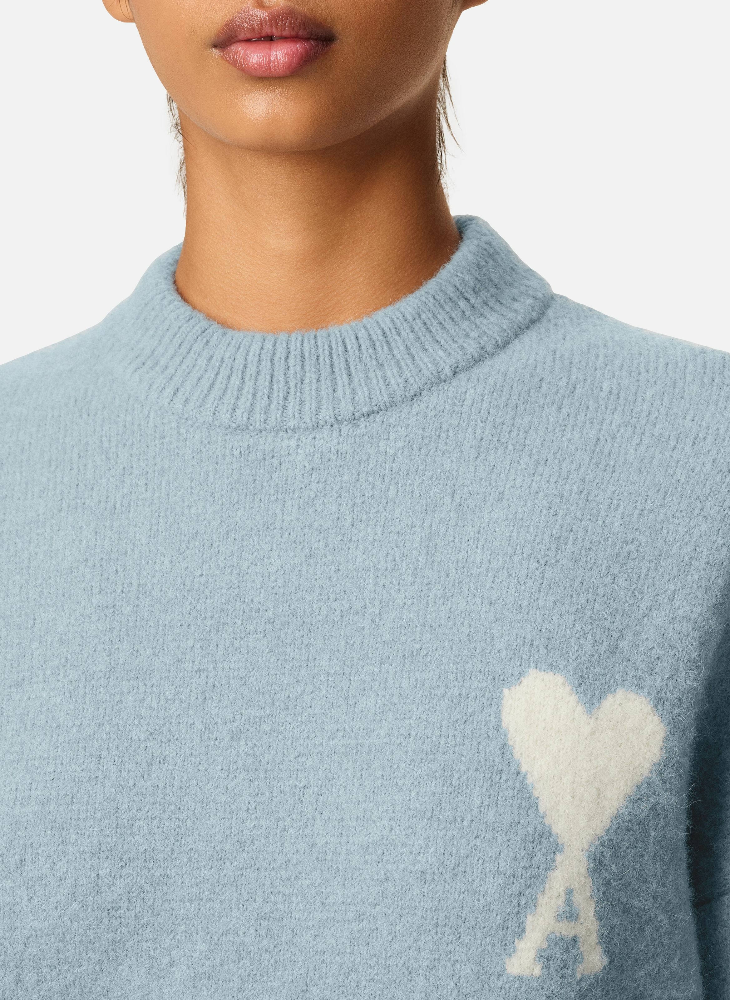 Pull col rond ami de coeur en alpaga unisexe AMI PARIS Bleu