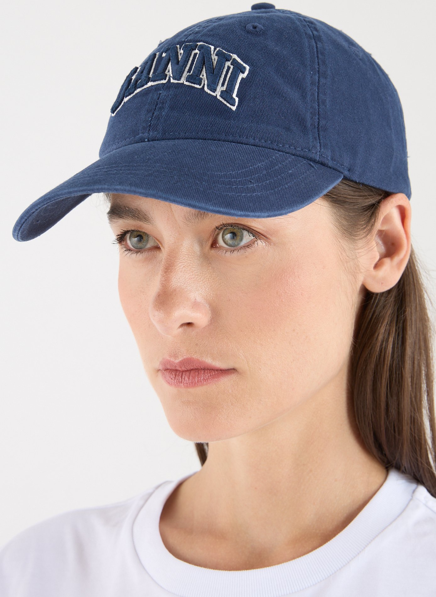 Logo-Embroidered Cotton Baseball Cap  GANNI Blue