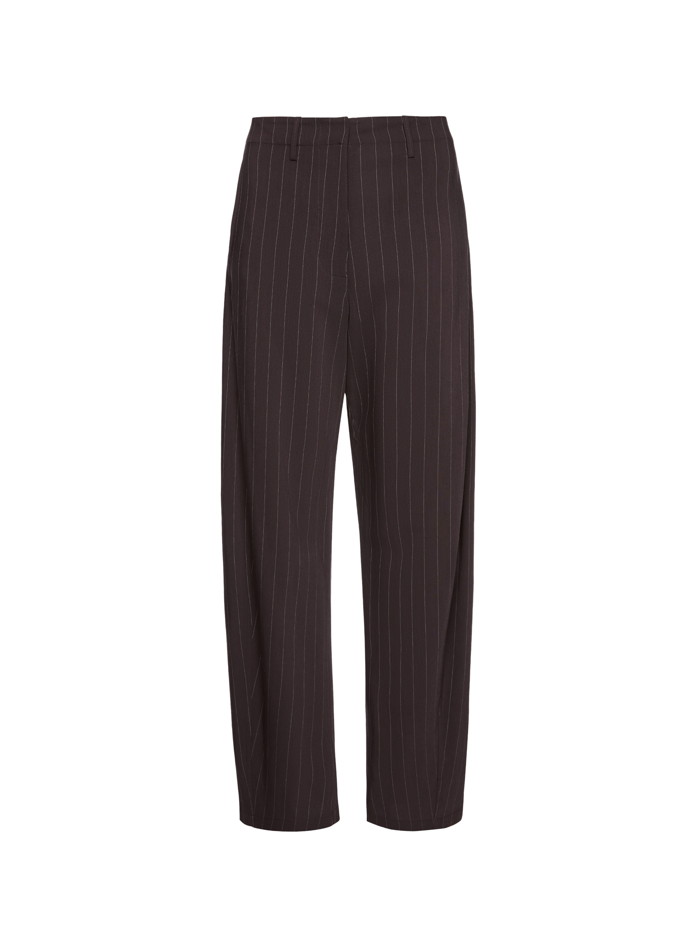 MAGDA BUTRYM Pantalon à rayures en laine mélangée Marron