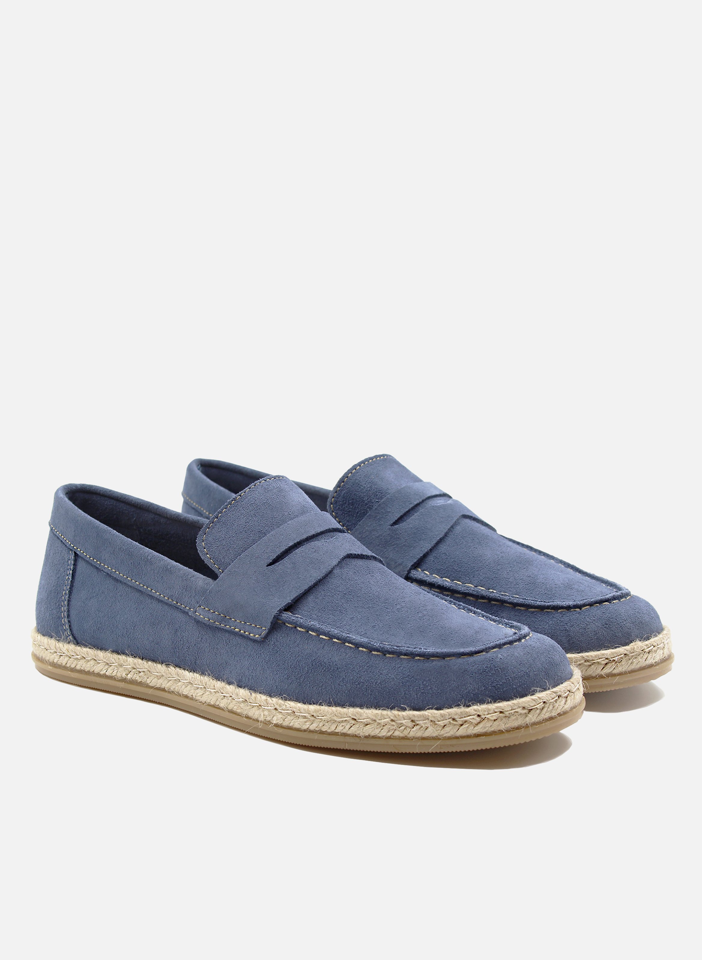 Mocassins espadrille cuir daim JULES & JENN Bleu