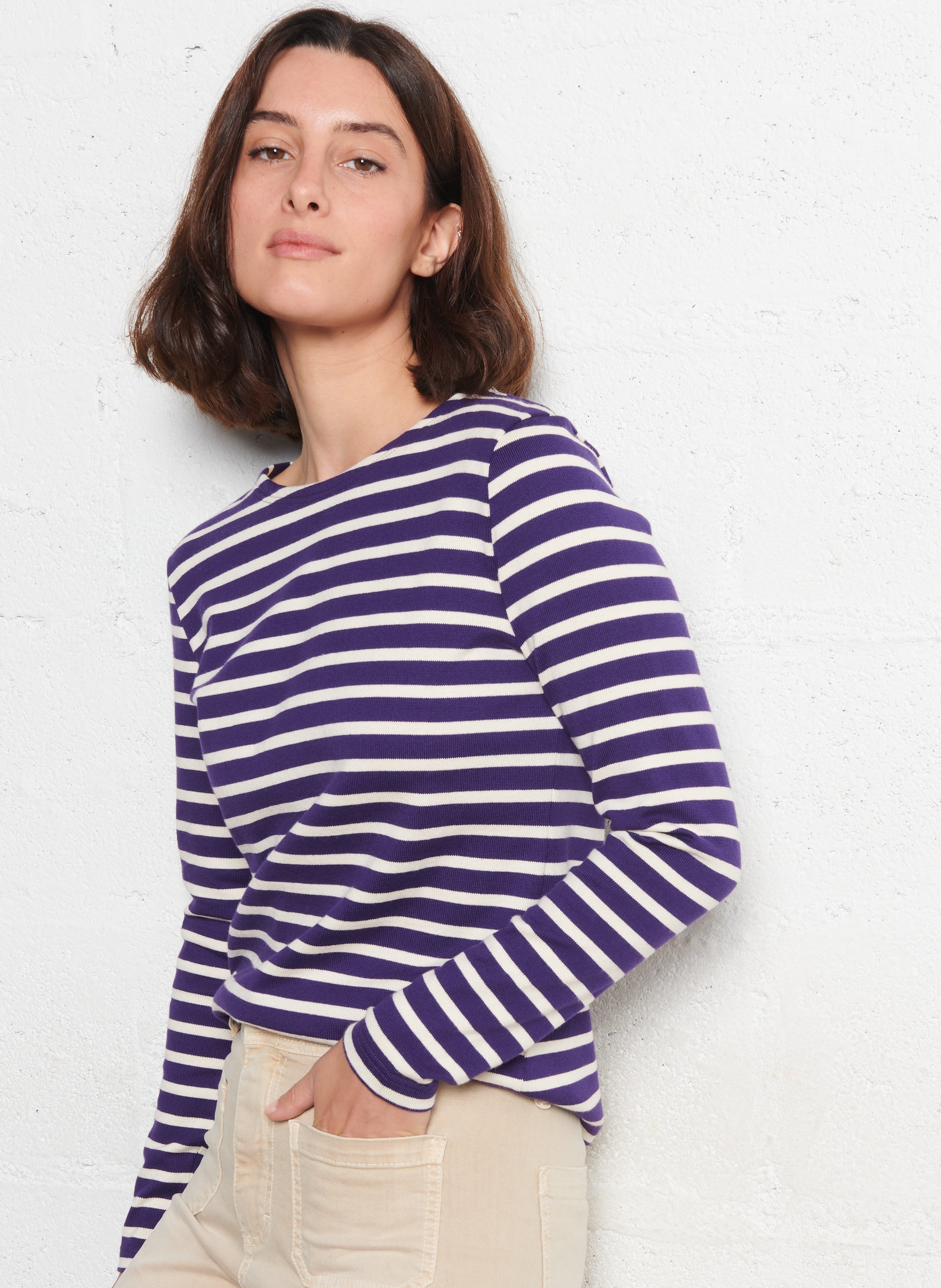 Tee-shirt col rond rayé en coton heritage ARMOR-LUX Bleu