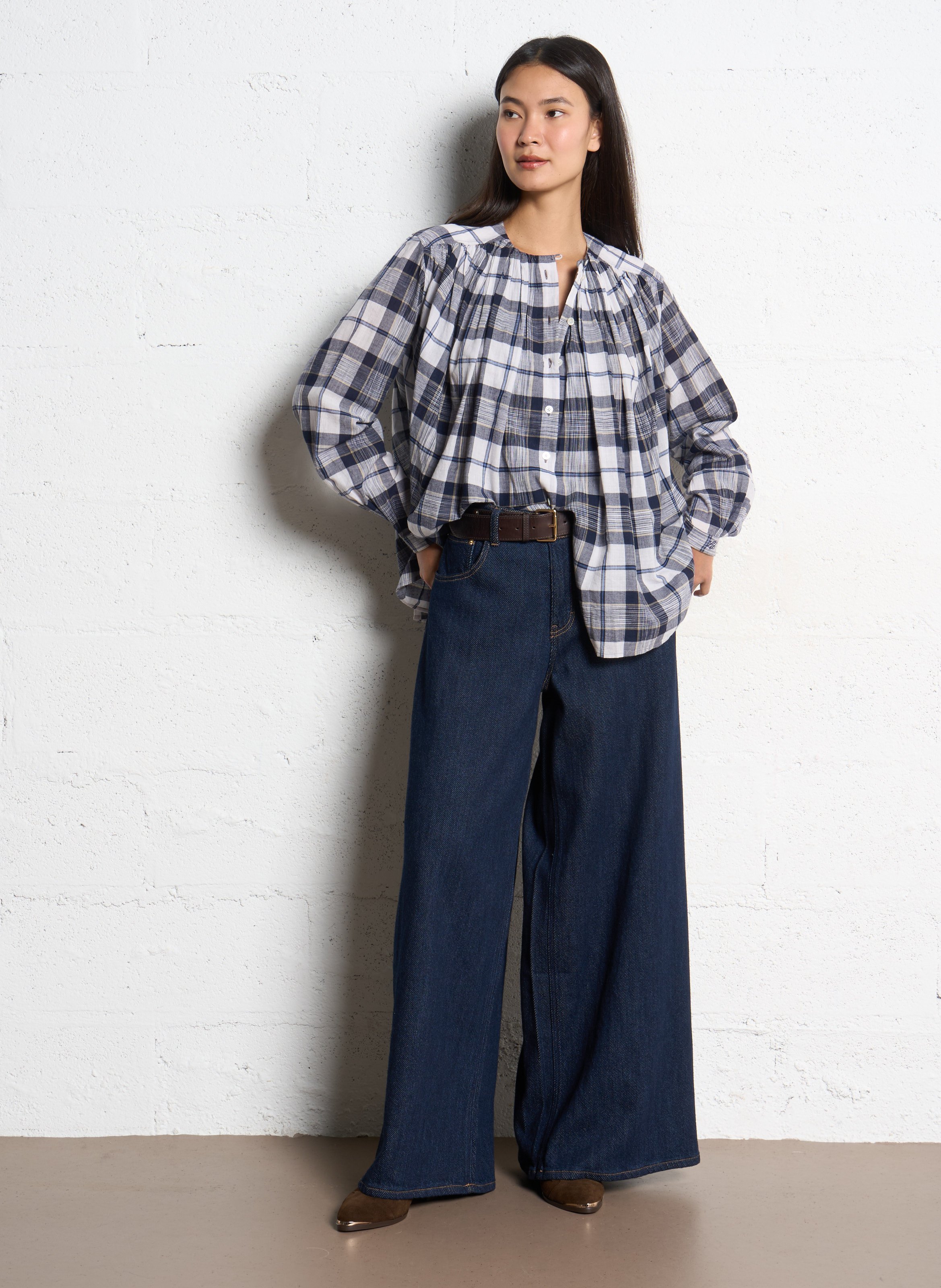 Ceinture à boucle en cuir leonard MAISON 123 Kaki