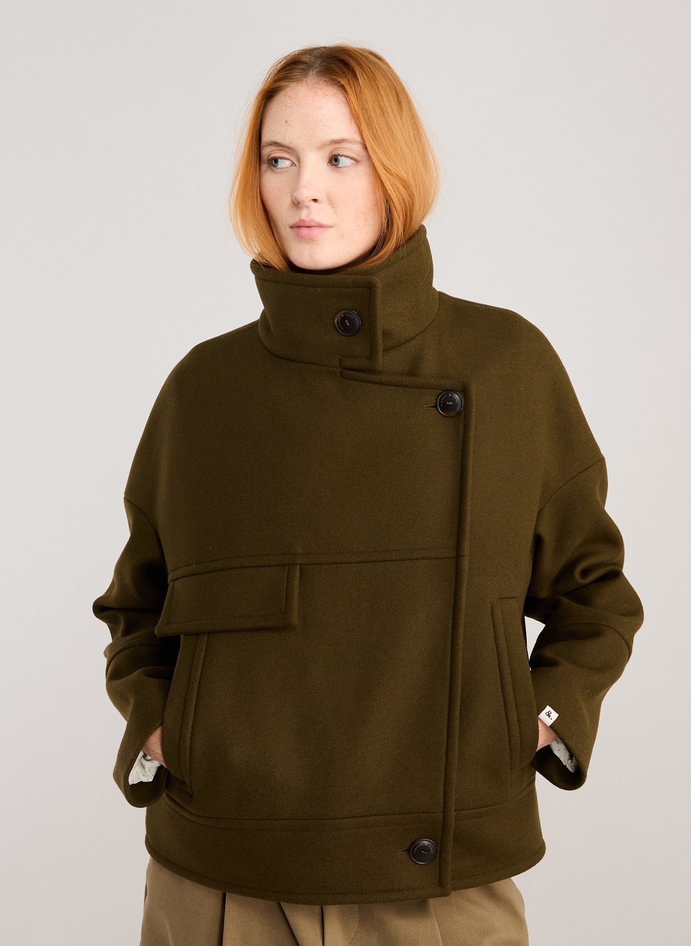 TRENCH & COAT Oversized Mably coat in blended virgin wool Khaki