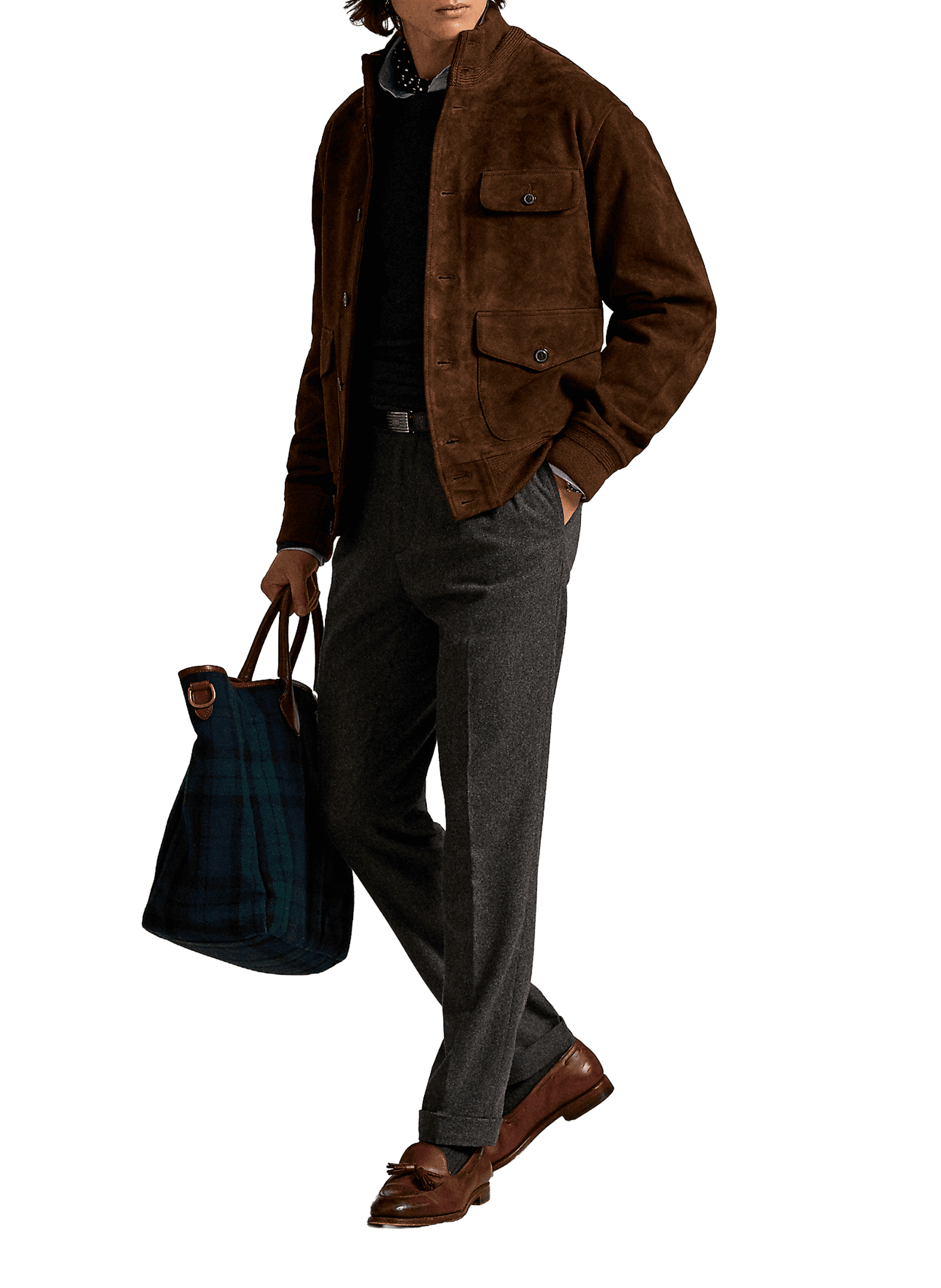 Jacket with high neck in leather POLO RALPH LAUREN Beige