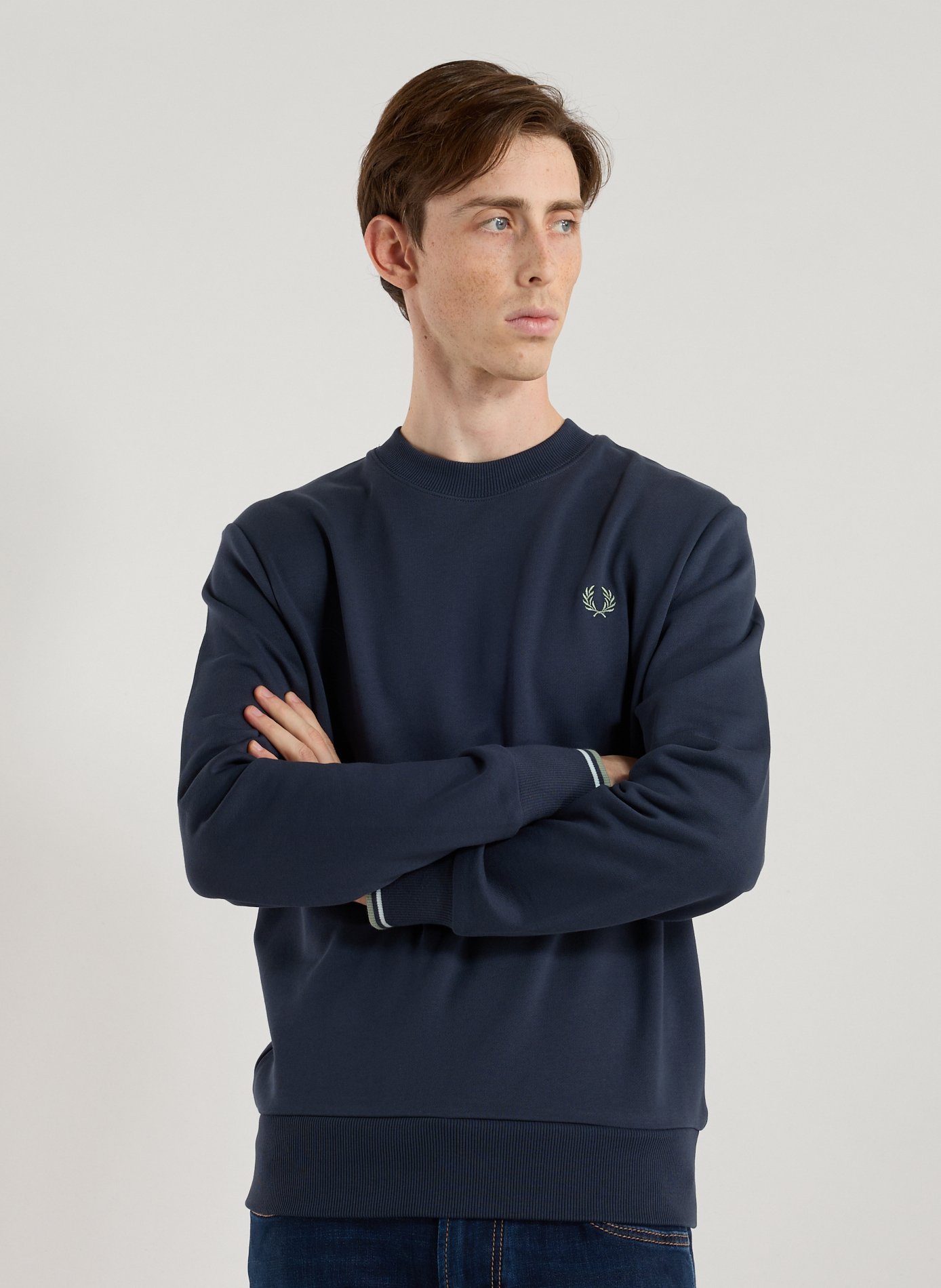 FRED PERRY Loose-fit cotton sweatshirt Blue
