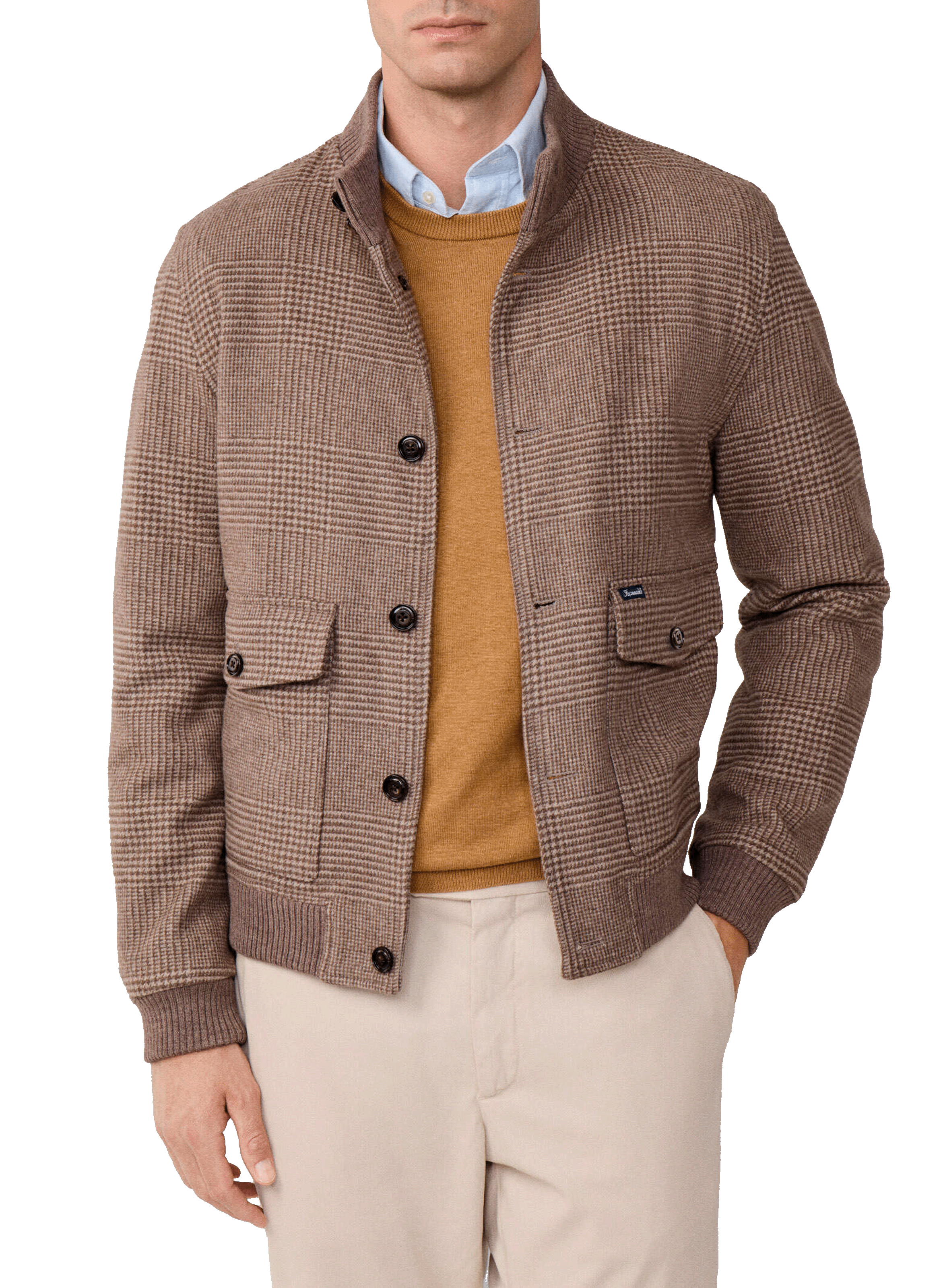 FACONNABLE Prince of Wales checked wool blend jacket Beige