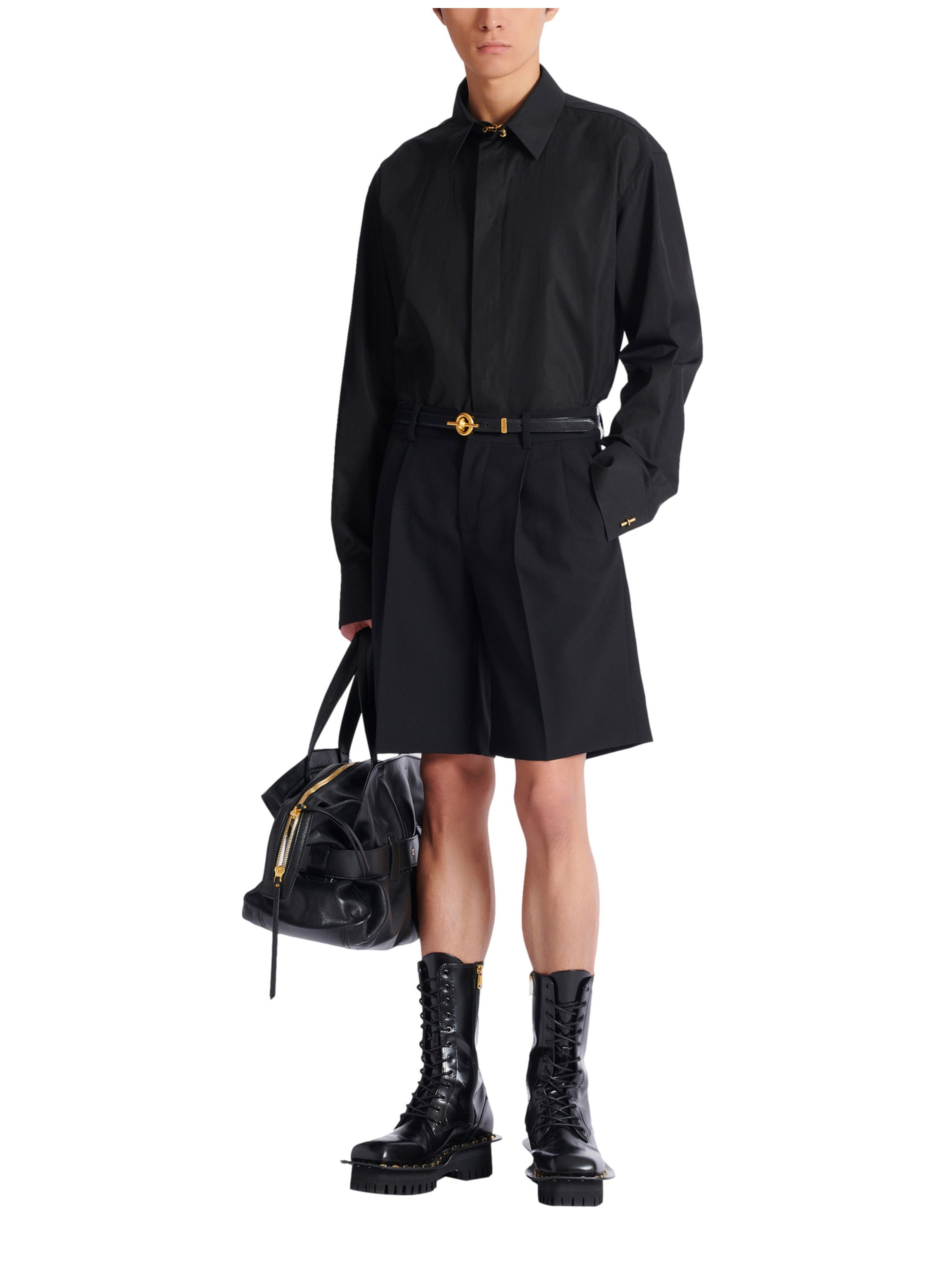 Chemise asymétrique en popeline BALMAIN Noir