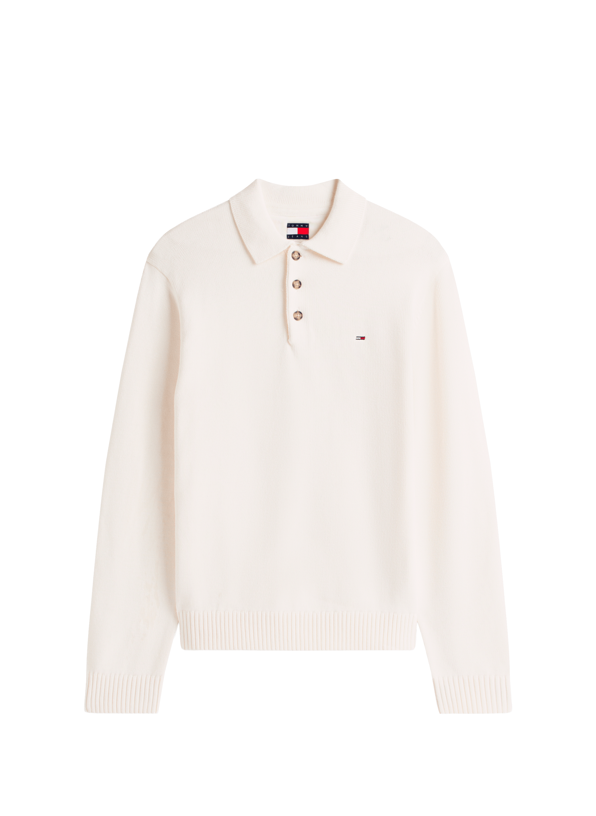 Cotton polo sweater with buttoned collar TOMMY HILFIGER Beige