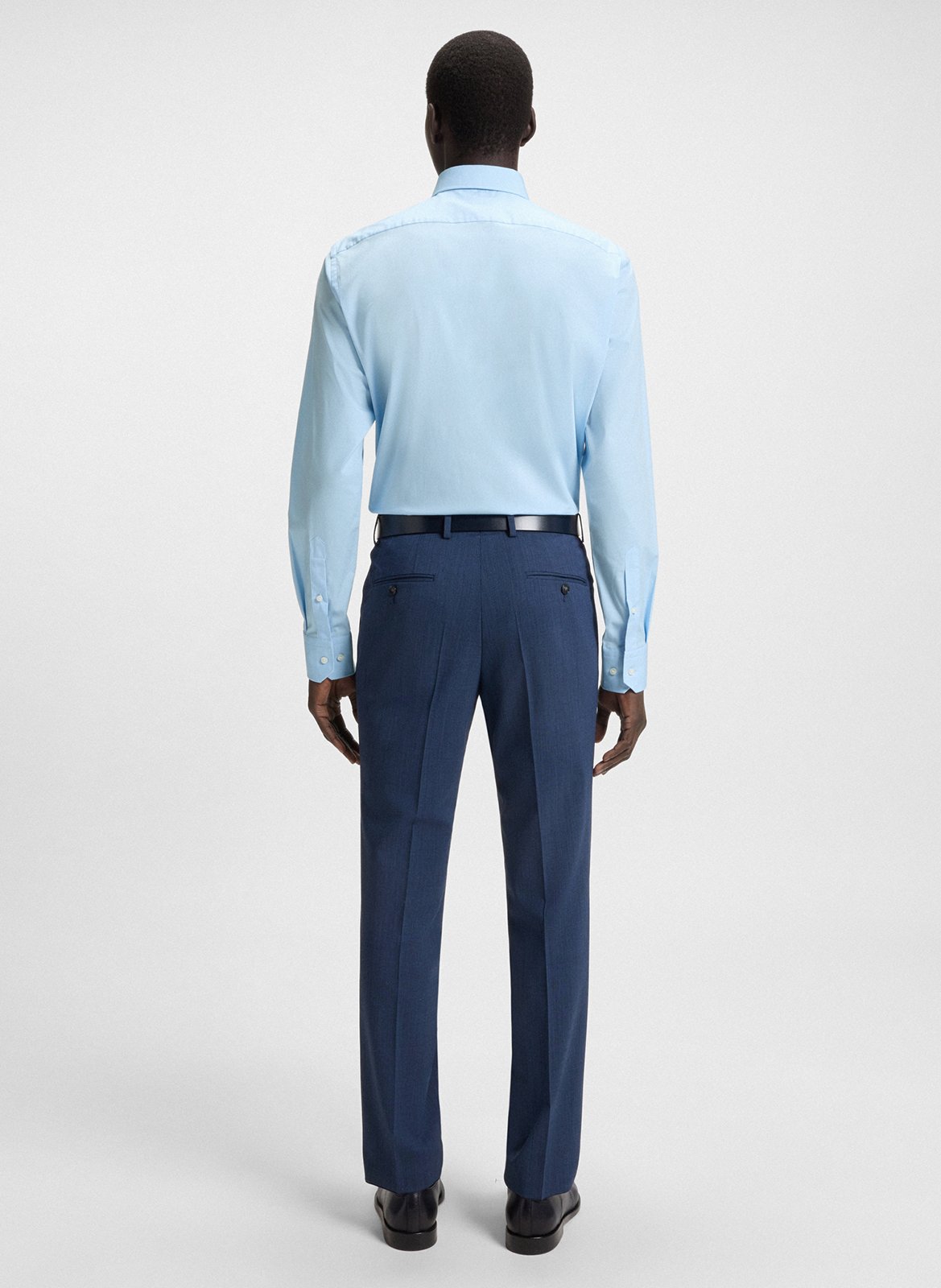 Chemise col classique en coton mélangé BOSS Bleu