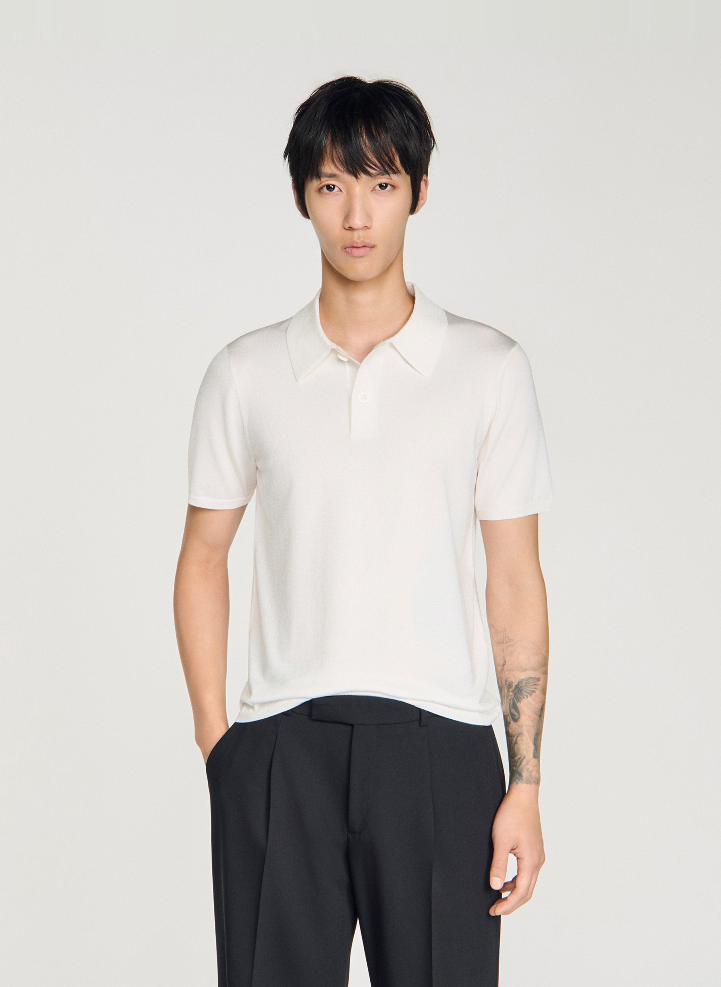 Polo regular fit SANDRO Blanc