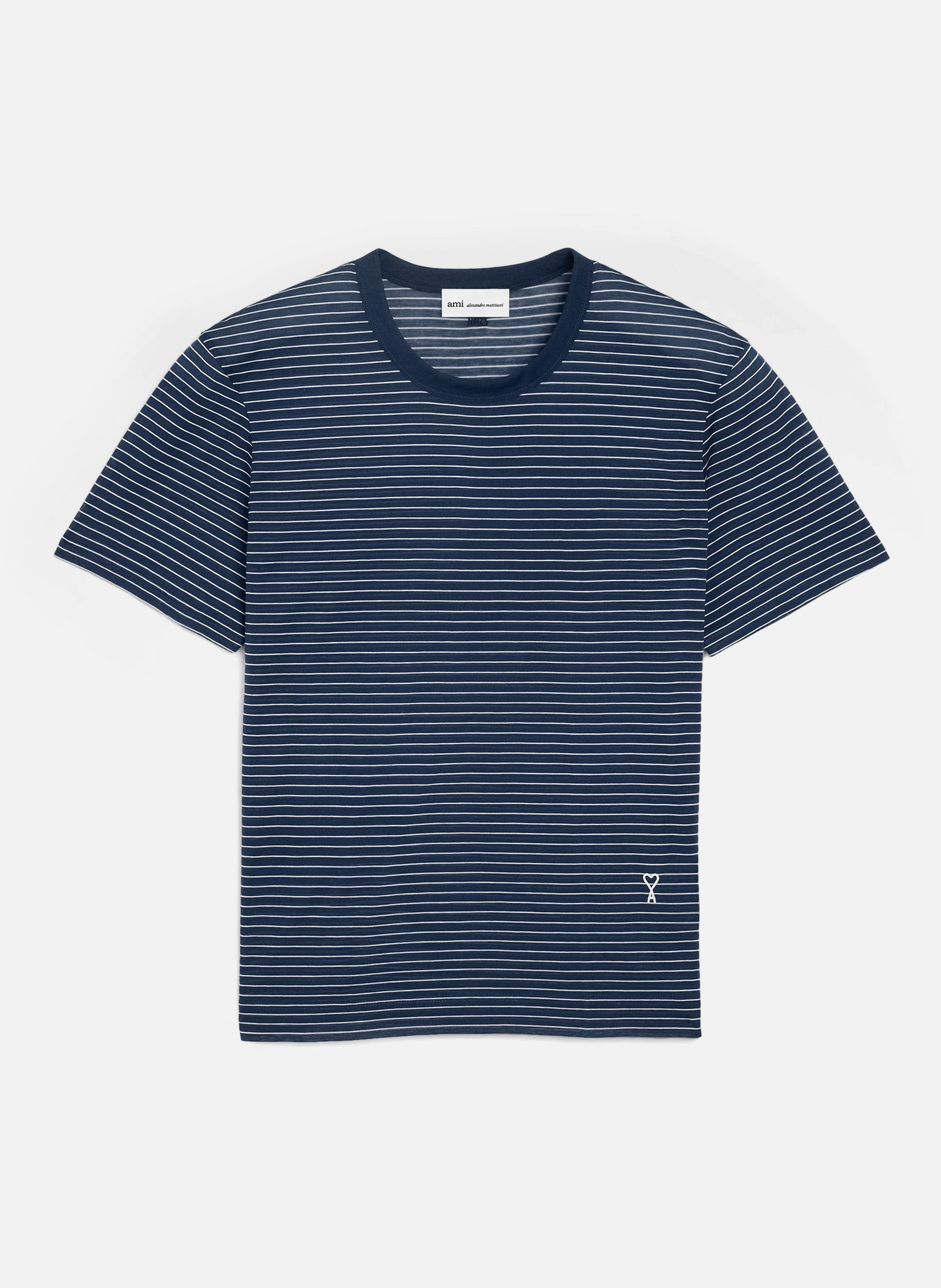 T-shirt rayé ami de coeur en coton AMI PARIS Bleu