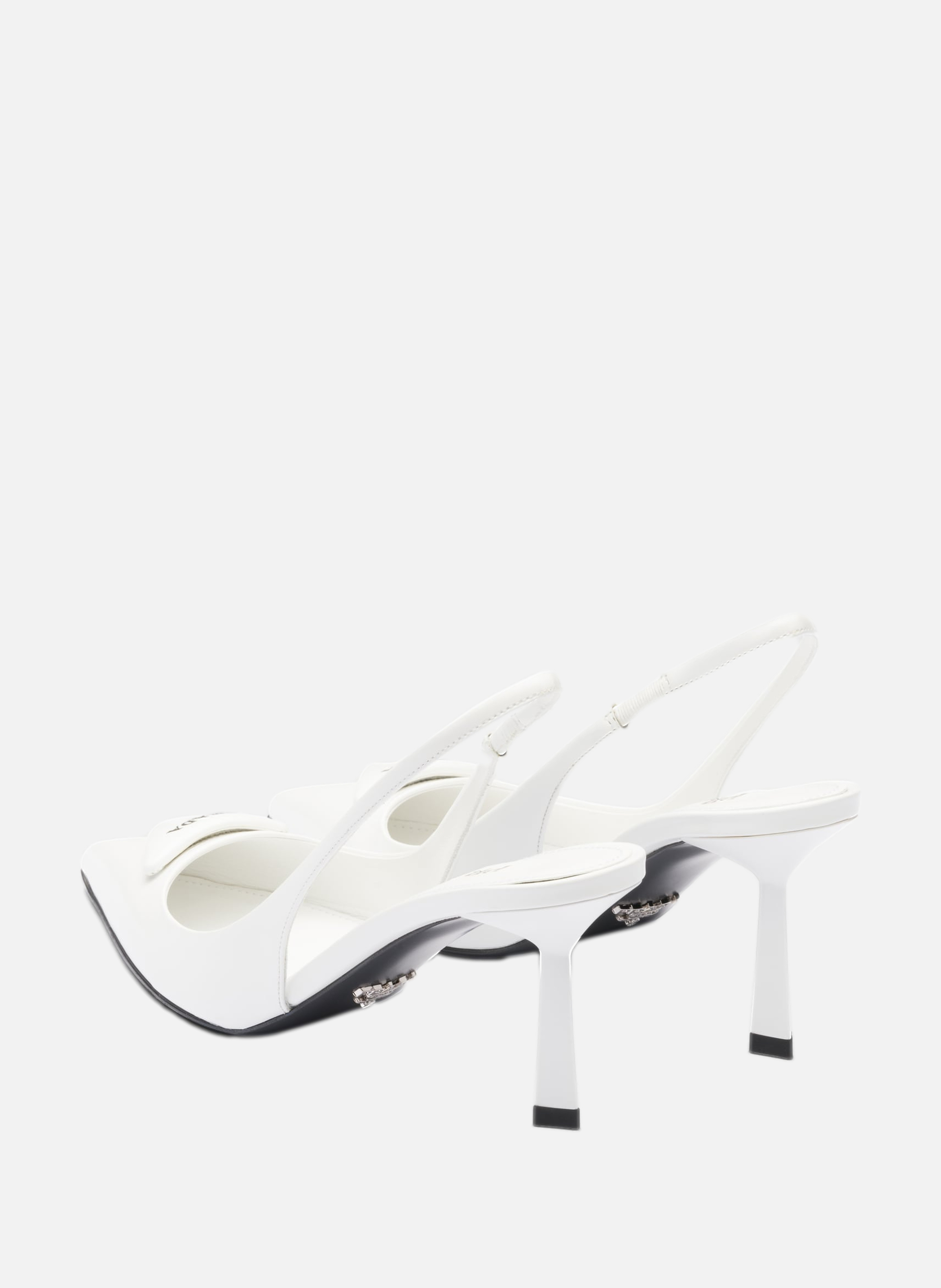 Escarpins à bride arrière en cuir brossé PRADA Blanc