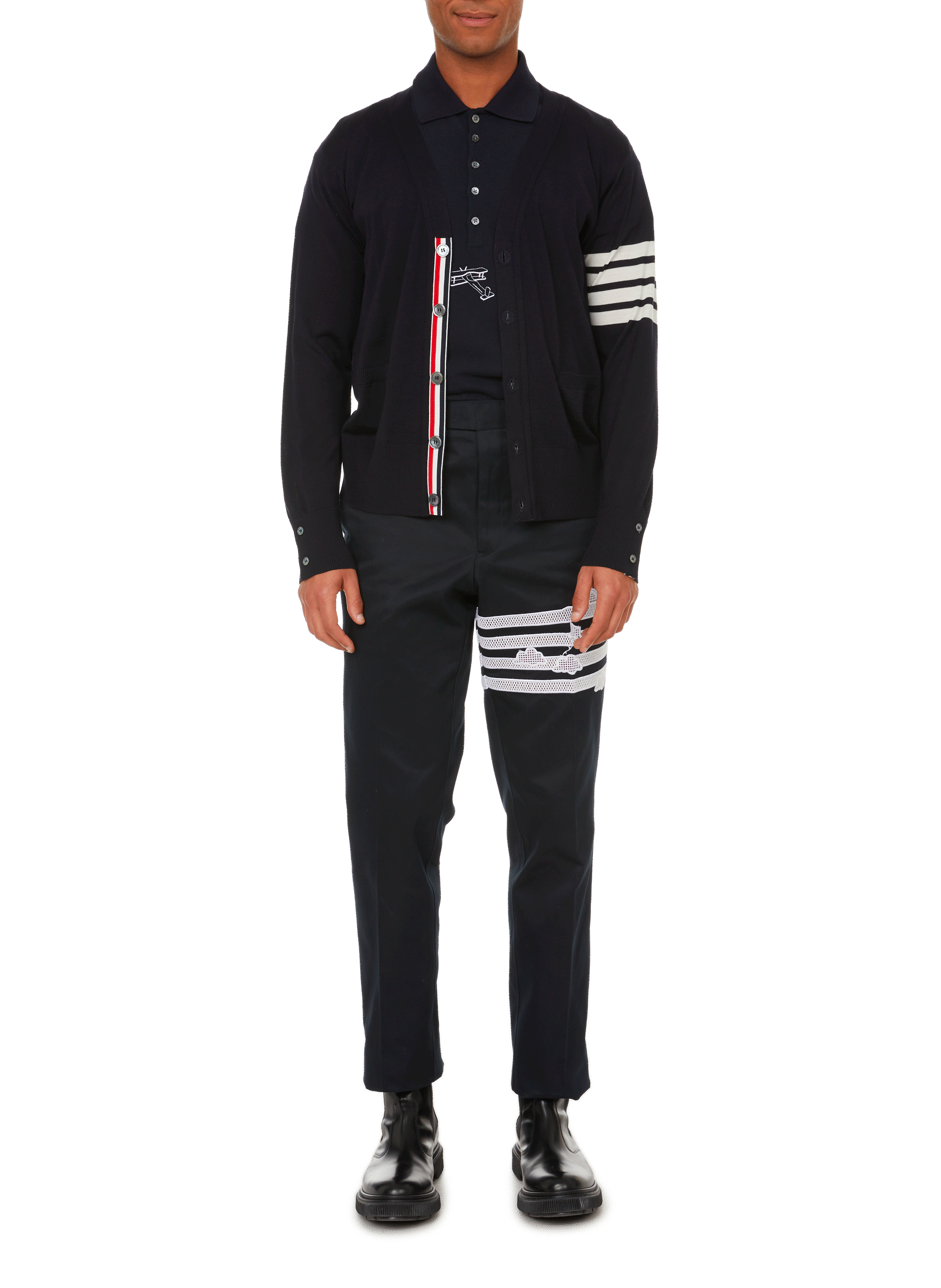 Gilet en laine mérinos THOM BROWNE Bleu