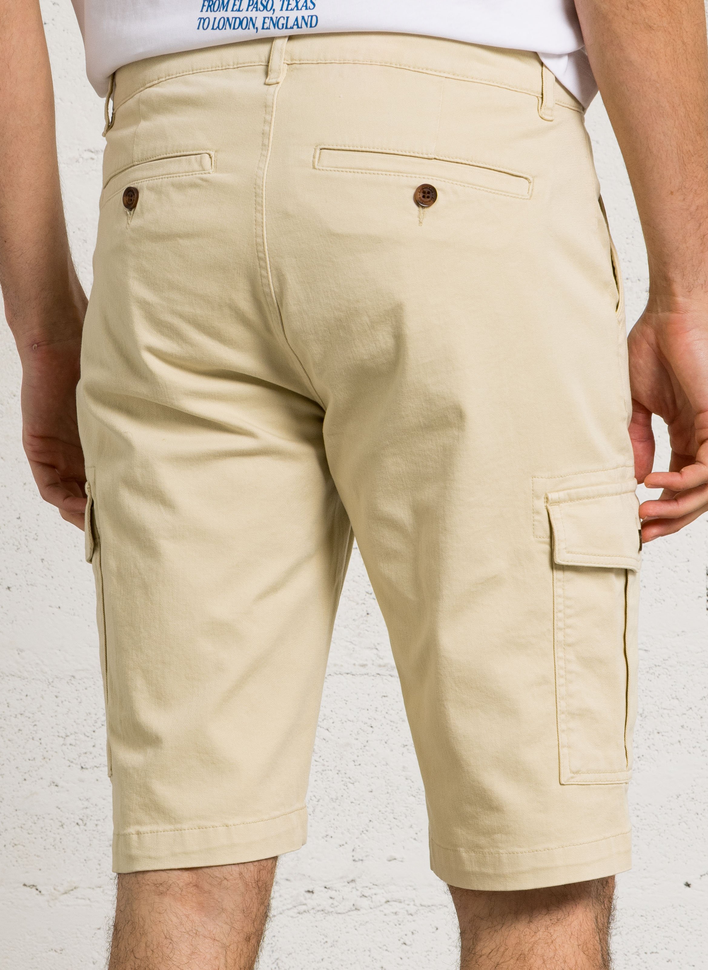 Bermuda cargo droit uni à poches ARMOR-LUX Beige