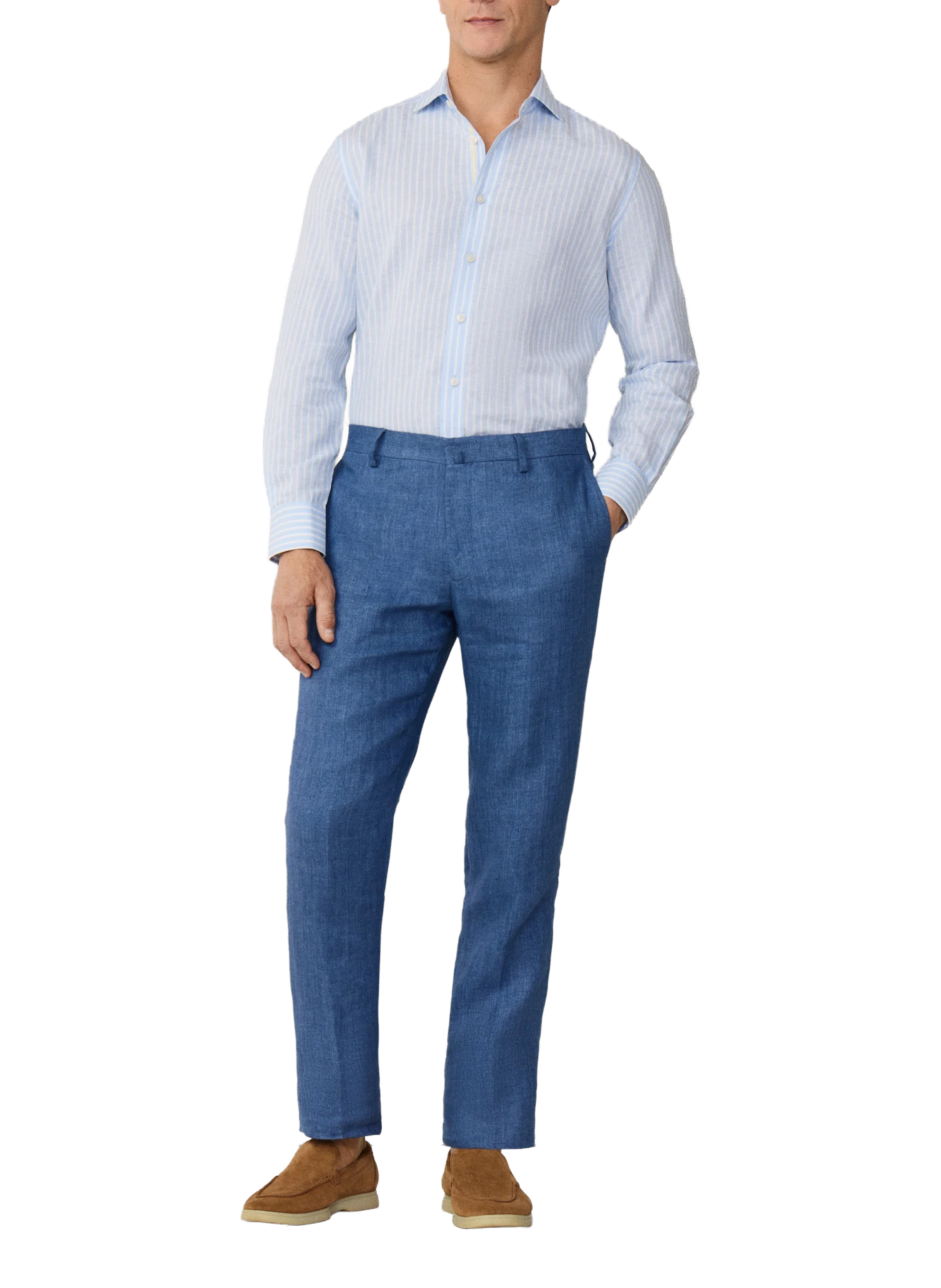 Pantalon ajusté Hopsack en lin HACKETT Bleu