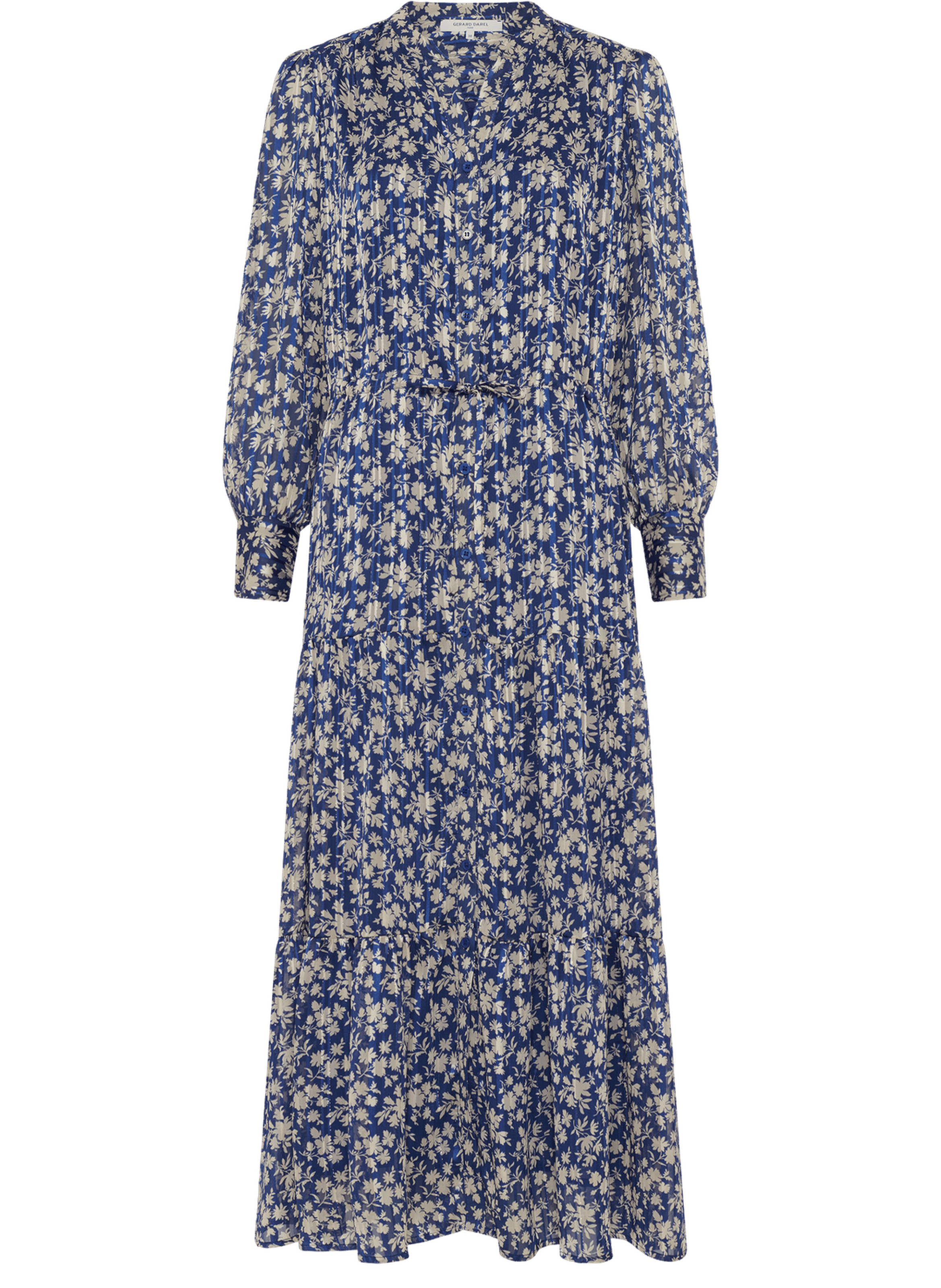 Robe longue cintrée à fleurs - ruvia GERARD DAREL Bleu