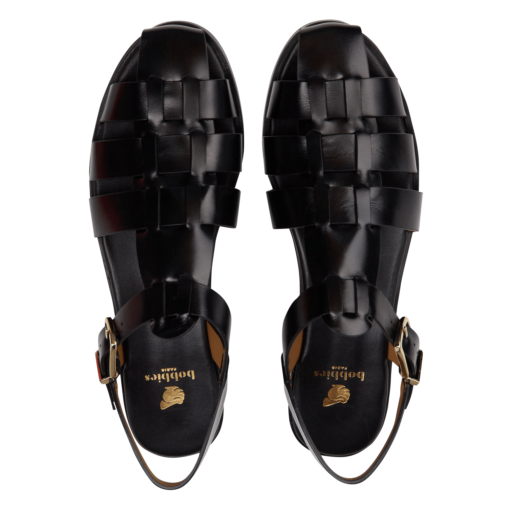 Sandales plates en cuir romane BOBBIES Noir