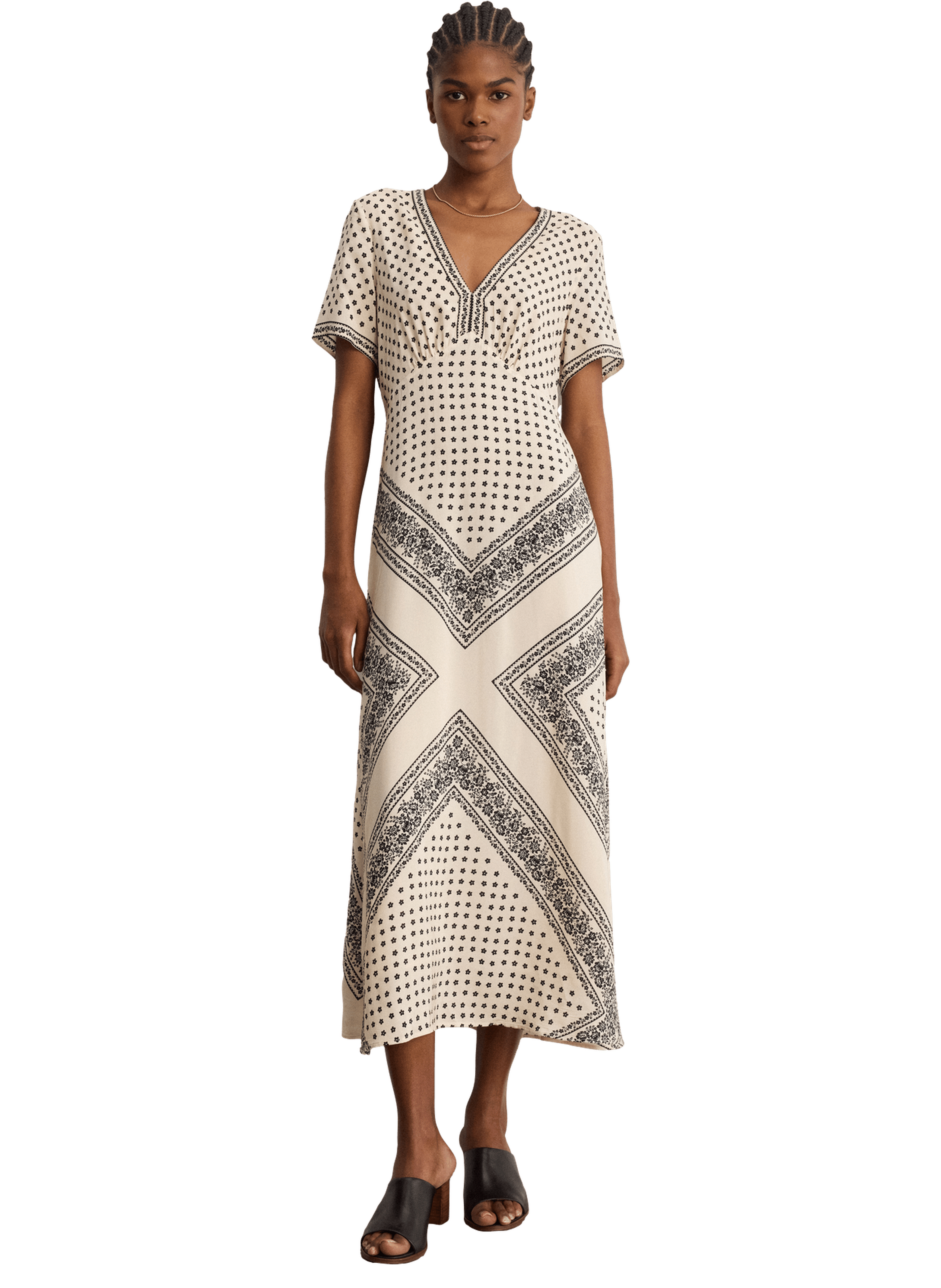 Robe longue imprimé bicolore - ahlam PABLO Beige