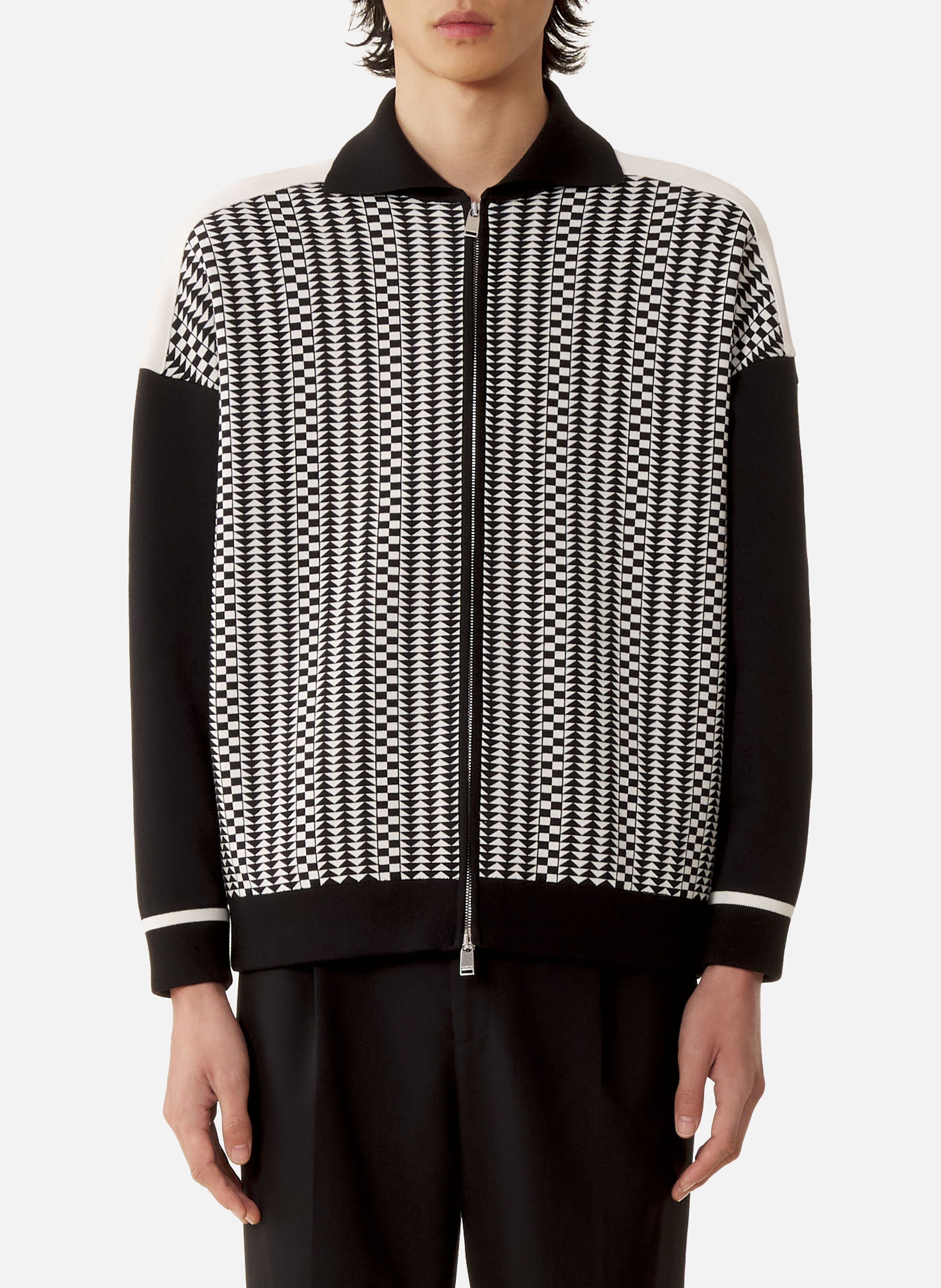 Blouson zippé en jacquard de soie et coton LANVIN Gris