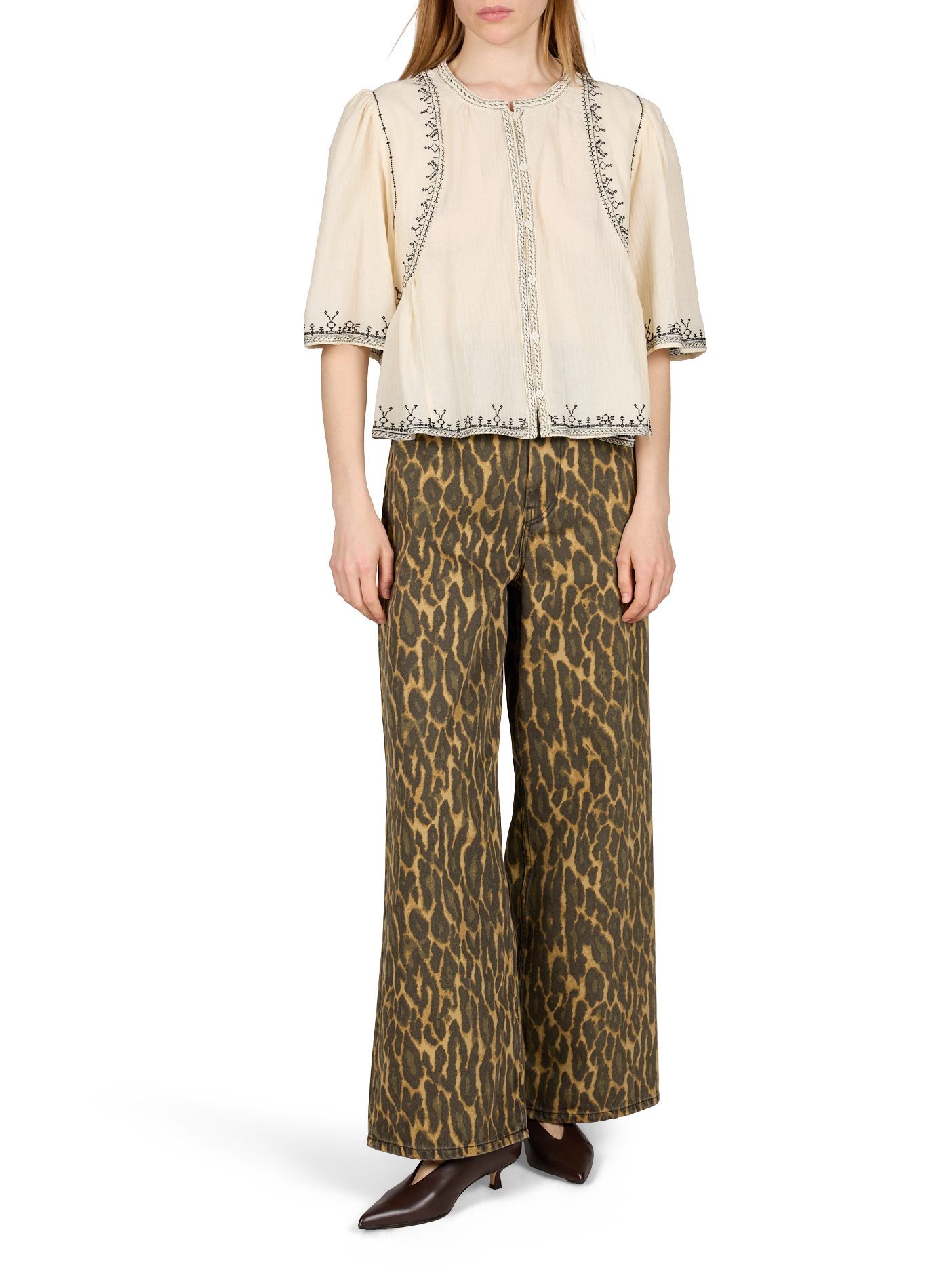 Embroidered cotton Melisca shirt ARTLOVE Yellow