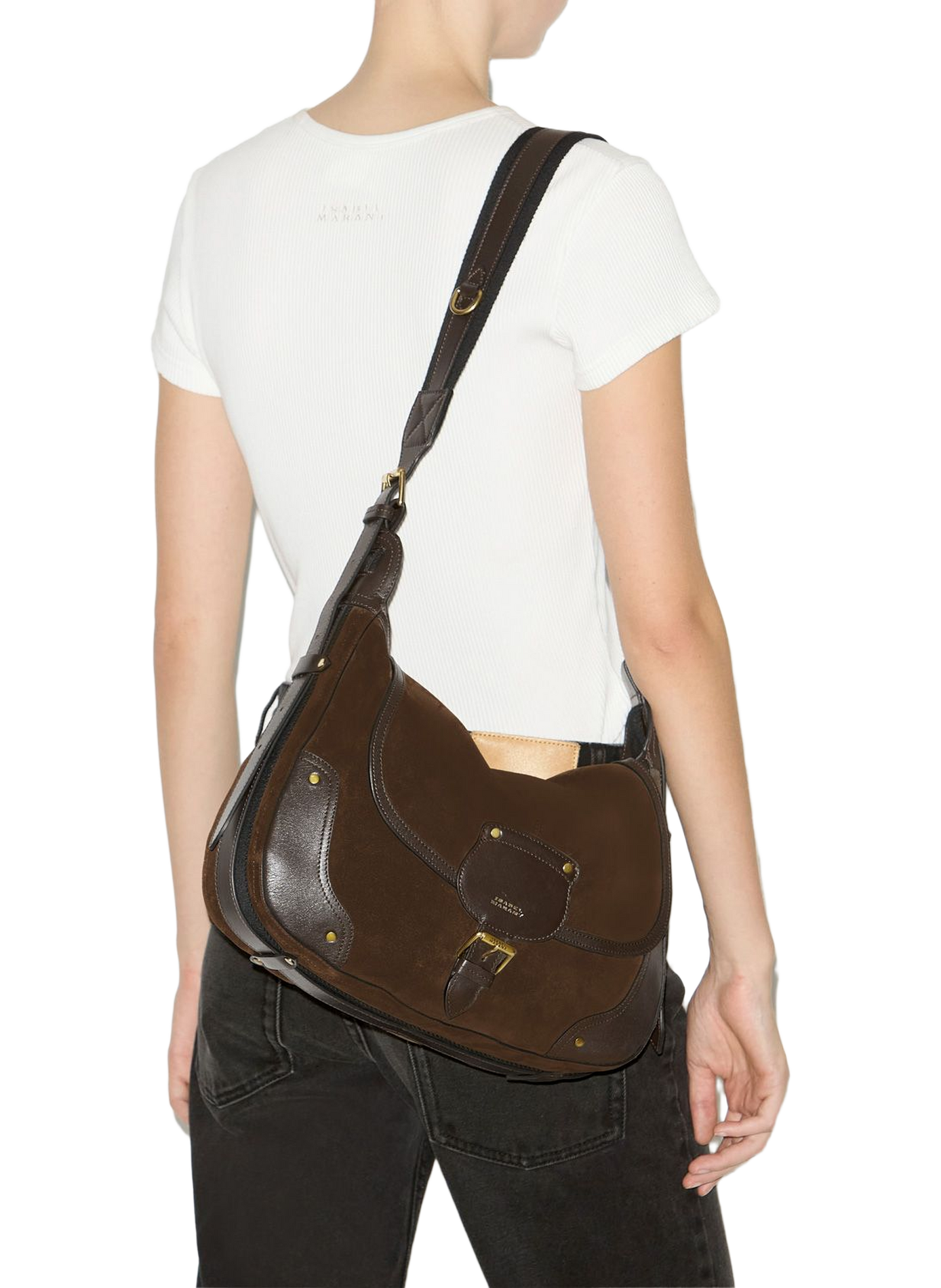 Sac besace Sierra en cuir velours ISABEL MARANT Marron