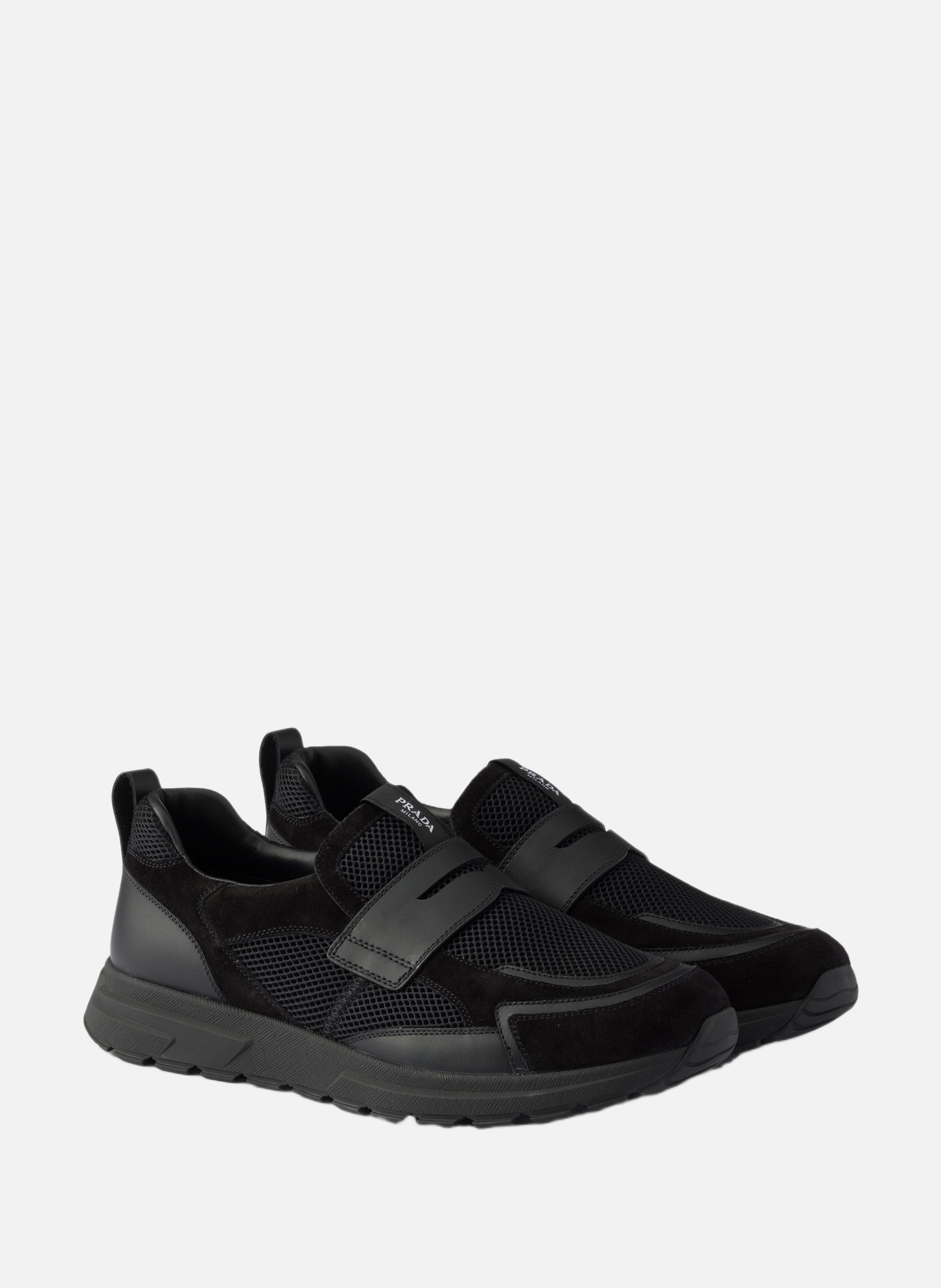 Mocassins prax en cuir et mesh PRADA Noir