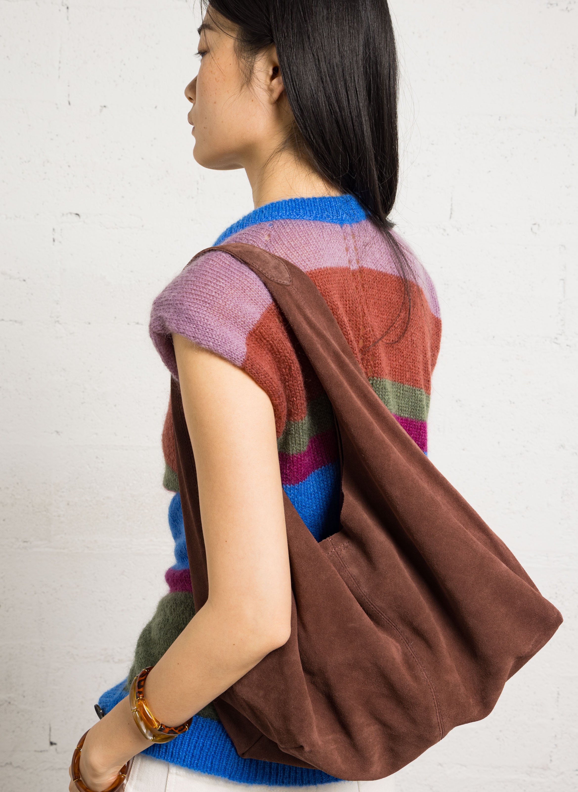 Cabas en cuir hobo m IKKS Marron