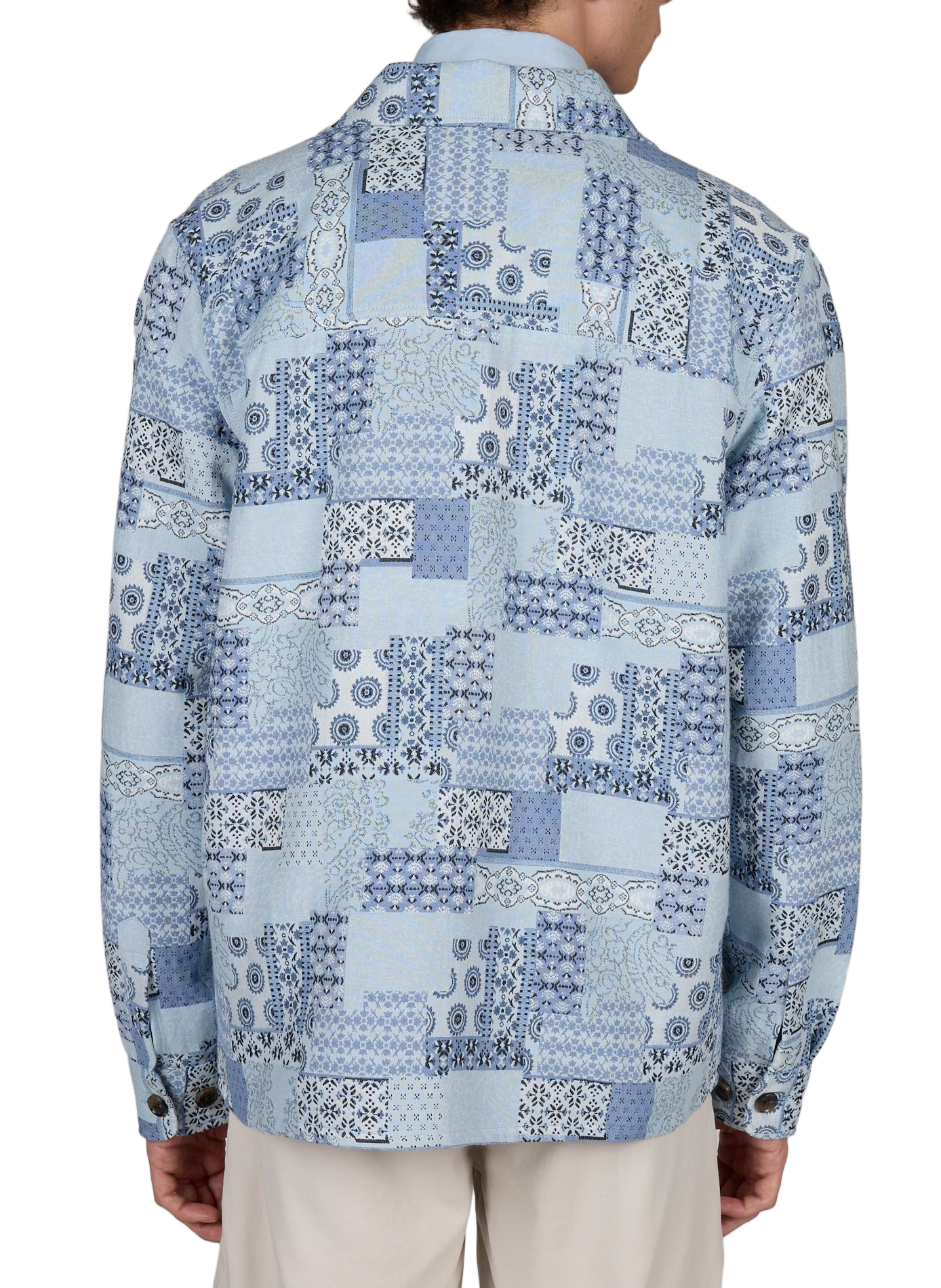 Patchwork jacquard cotton blend overshirt LES DEUX Blue