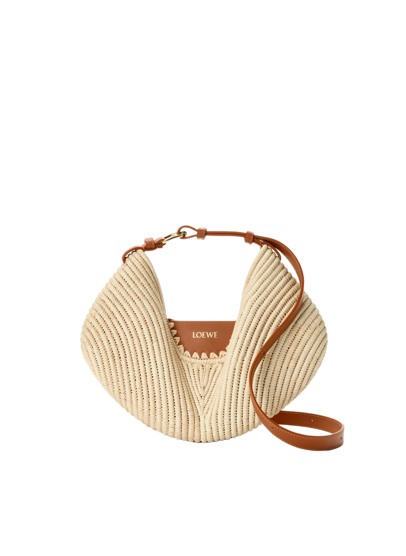 Loewe Swing medium tas van raffia en kalfsleer LOEWE Beige