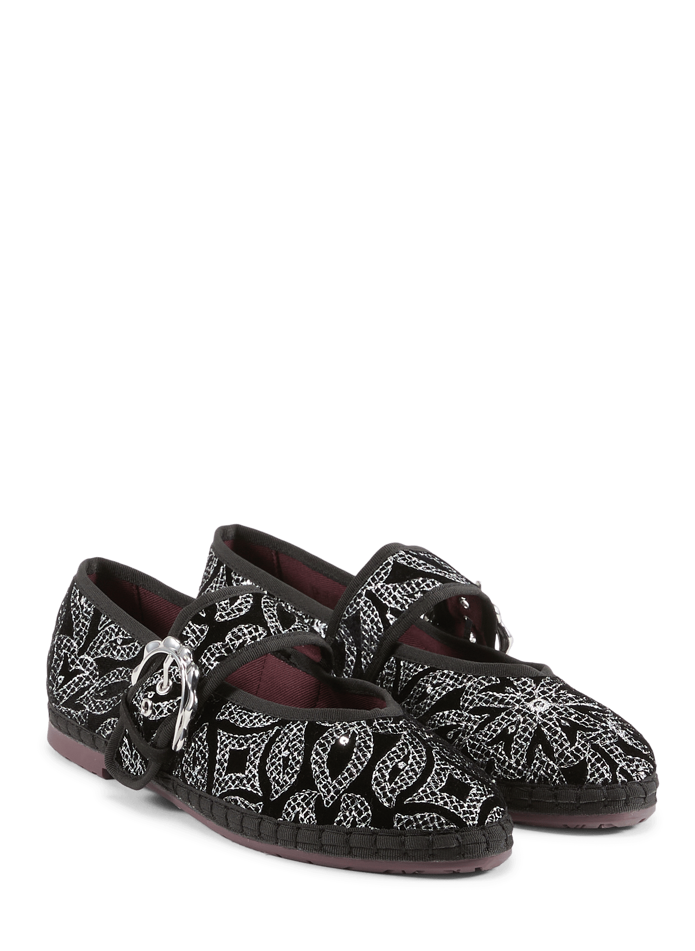 Ballerines à boucle Sophie en velours FLABELUS Argent
