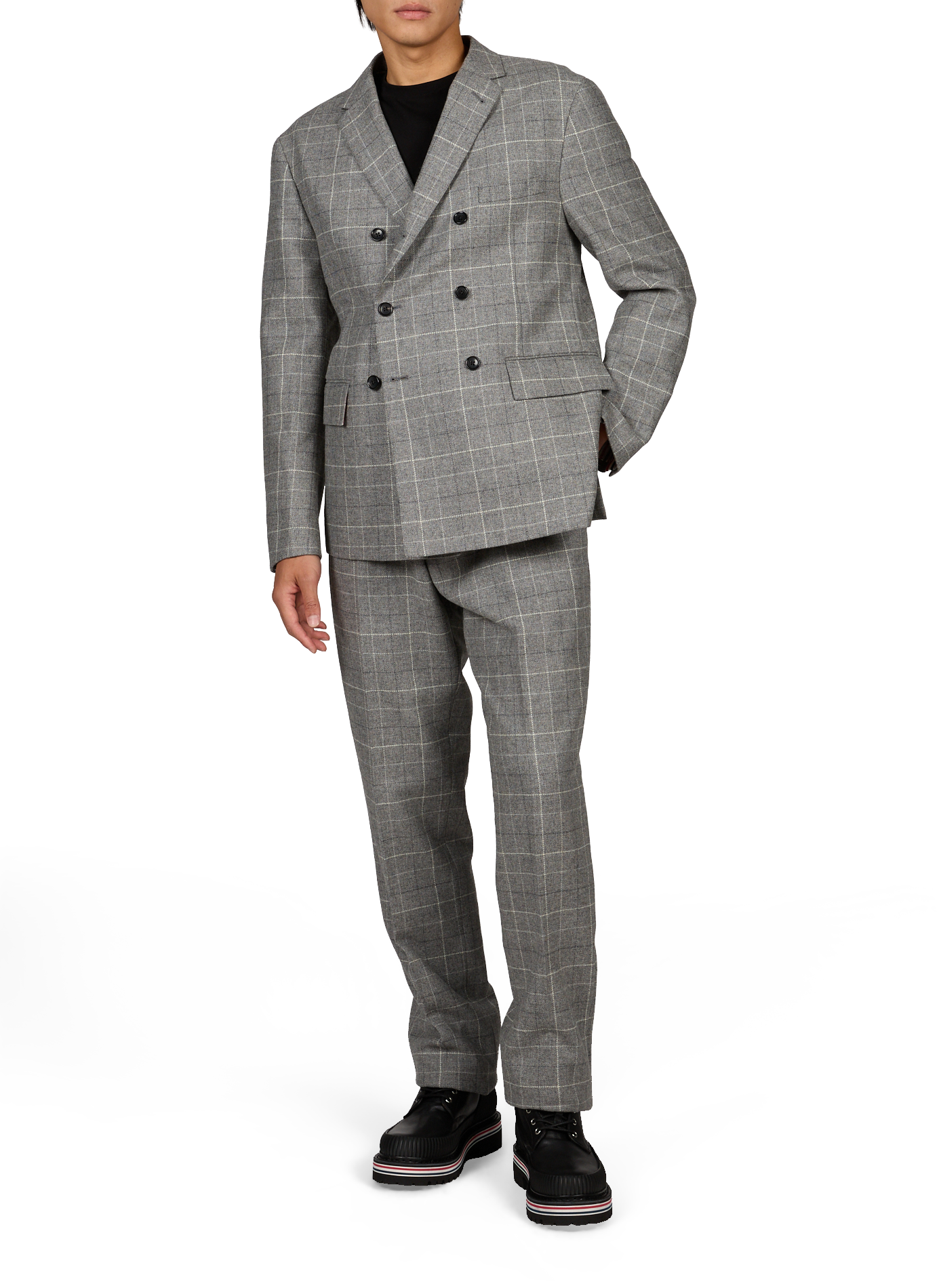 Kalfsleren enkellaarzen THOM BROWNE Zwart