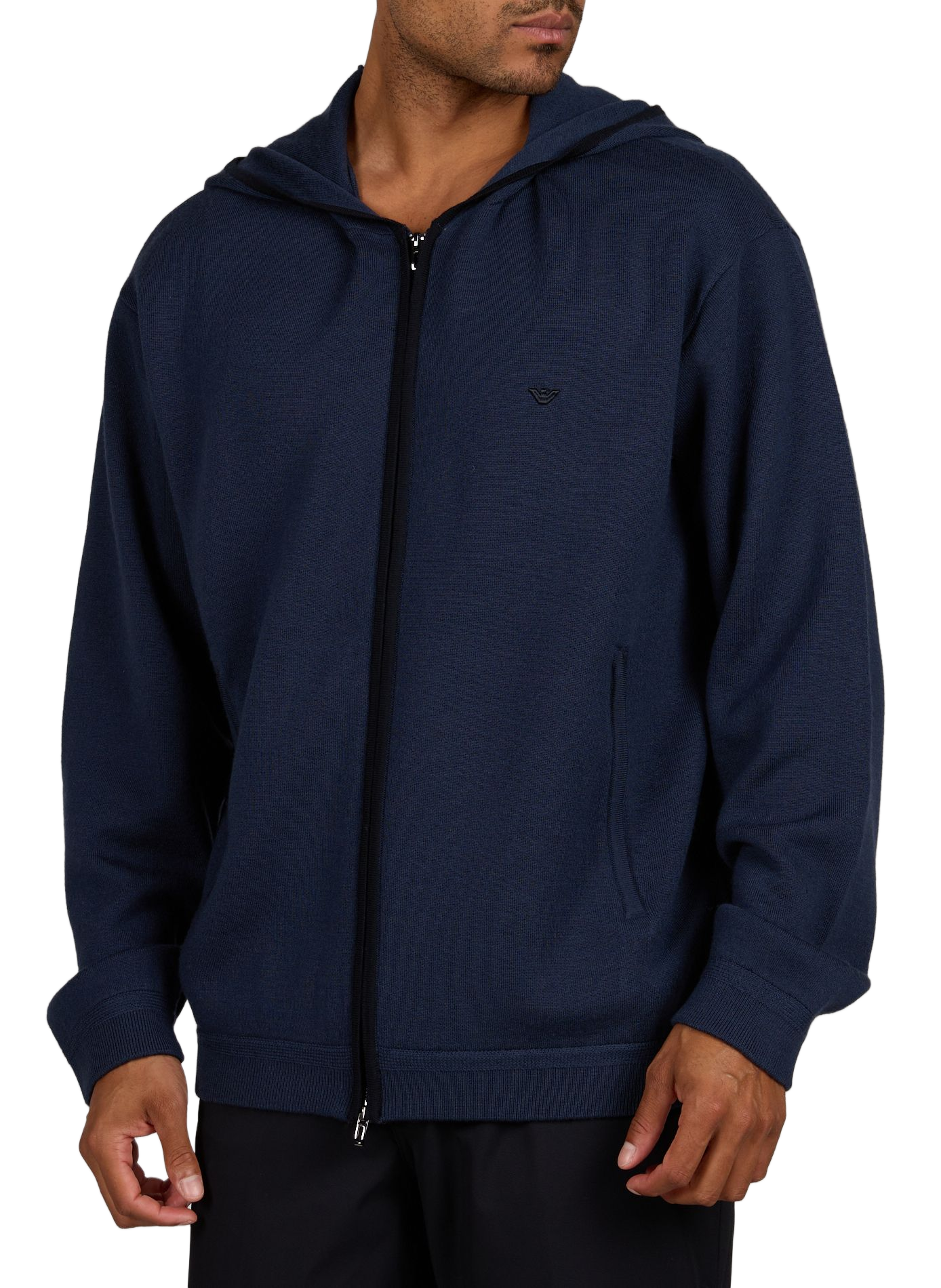 Straight hooded wool blend vest EMPORIO ARMANI Blue