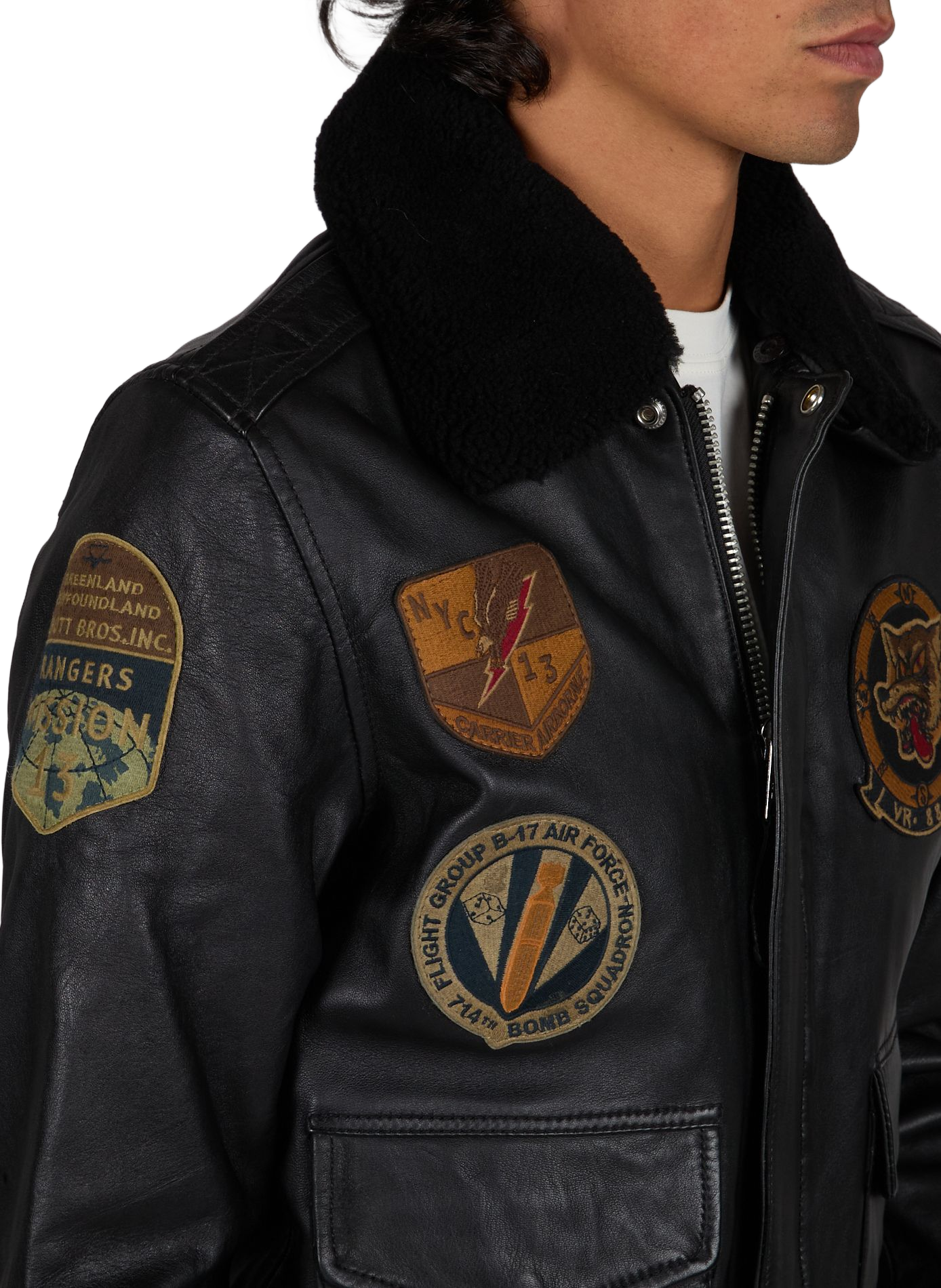 Lederblouson mit Patch SCHOTT Schwarz