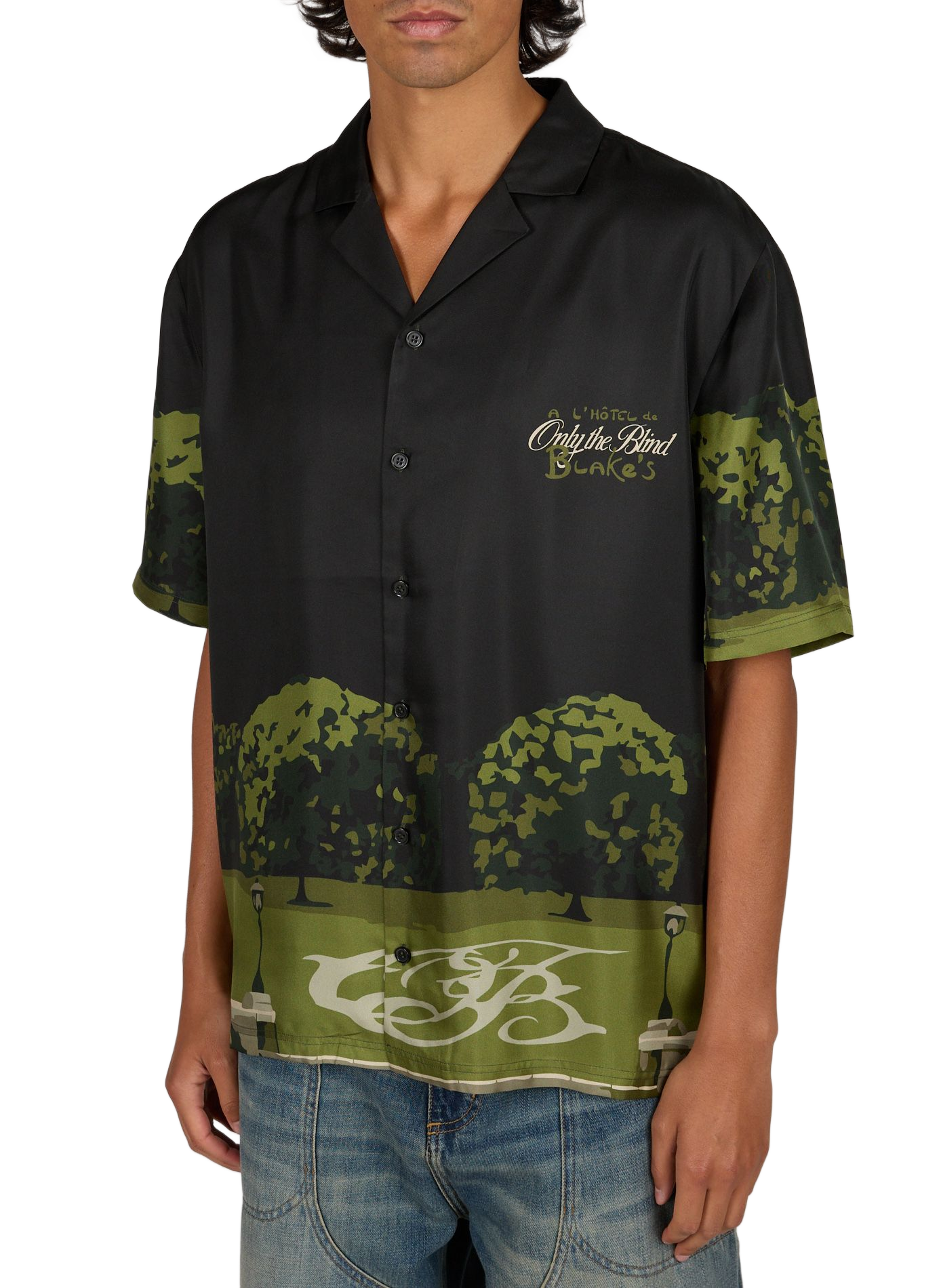 Printed silk shirt ONLY THE BLIND Black