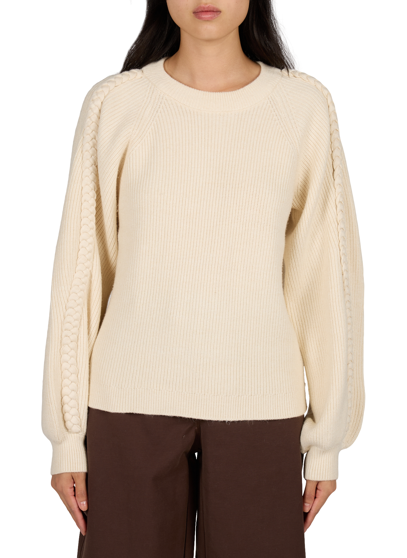 Pointelle braided knit sweater OBJECT