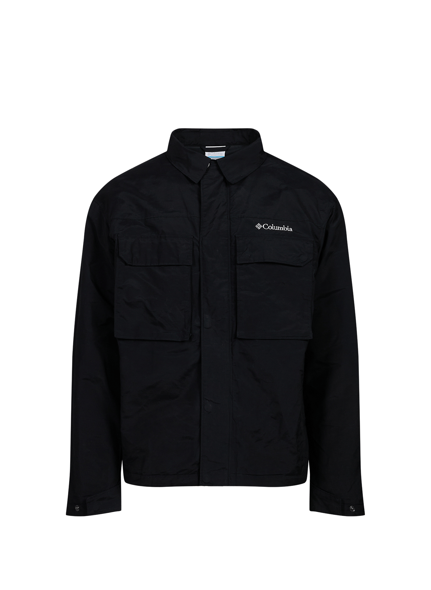 Straight jacket with classic collar in blended cotton COLUMBIA Black