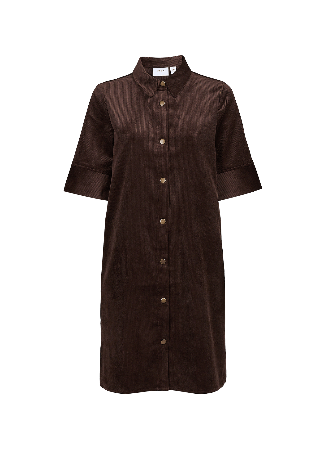 Buttoned Corduroy Dress VILA Brown