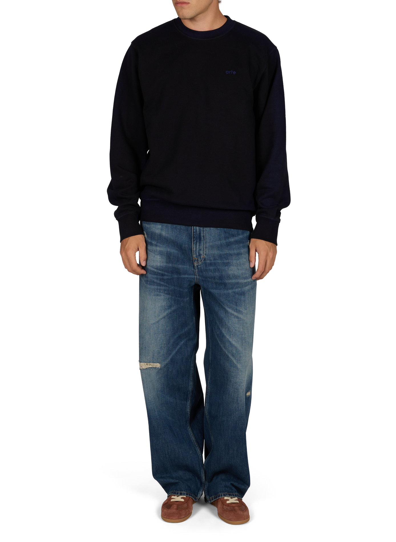 Sunfade straight crew-neck cotton sweater ARTE ANTWERP Blue