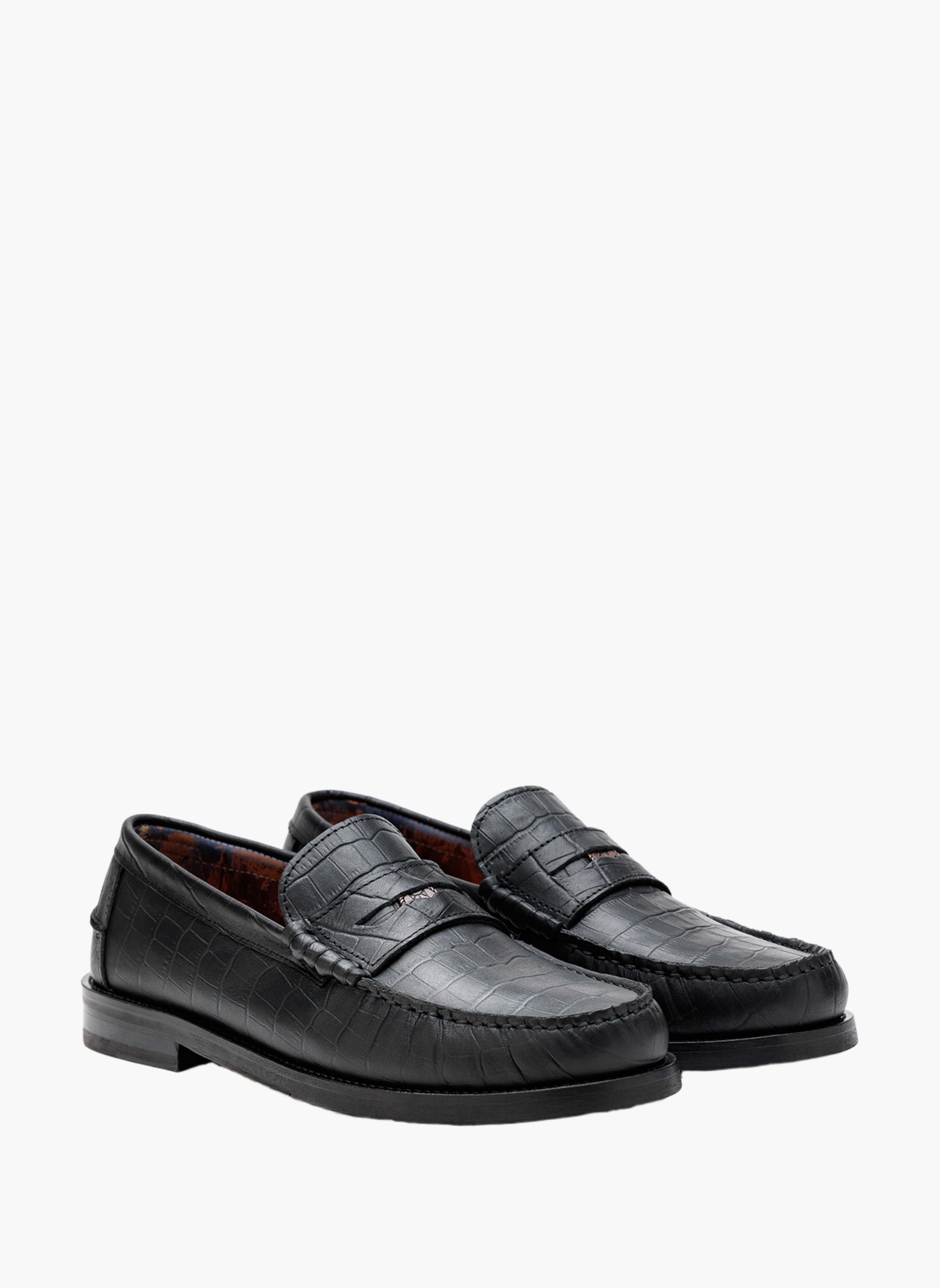 Mocassins riviera en cuir effet croco NAKED WOLFE Noir