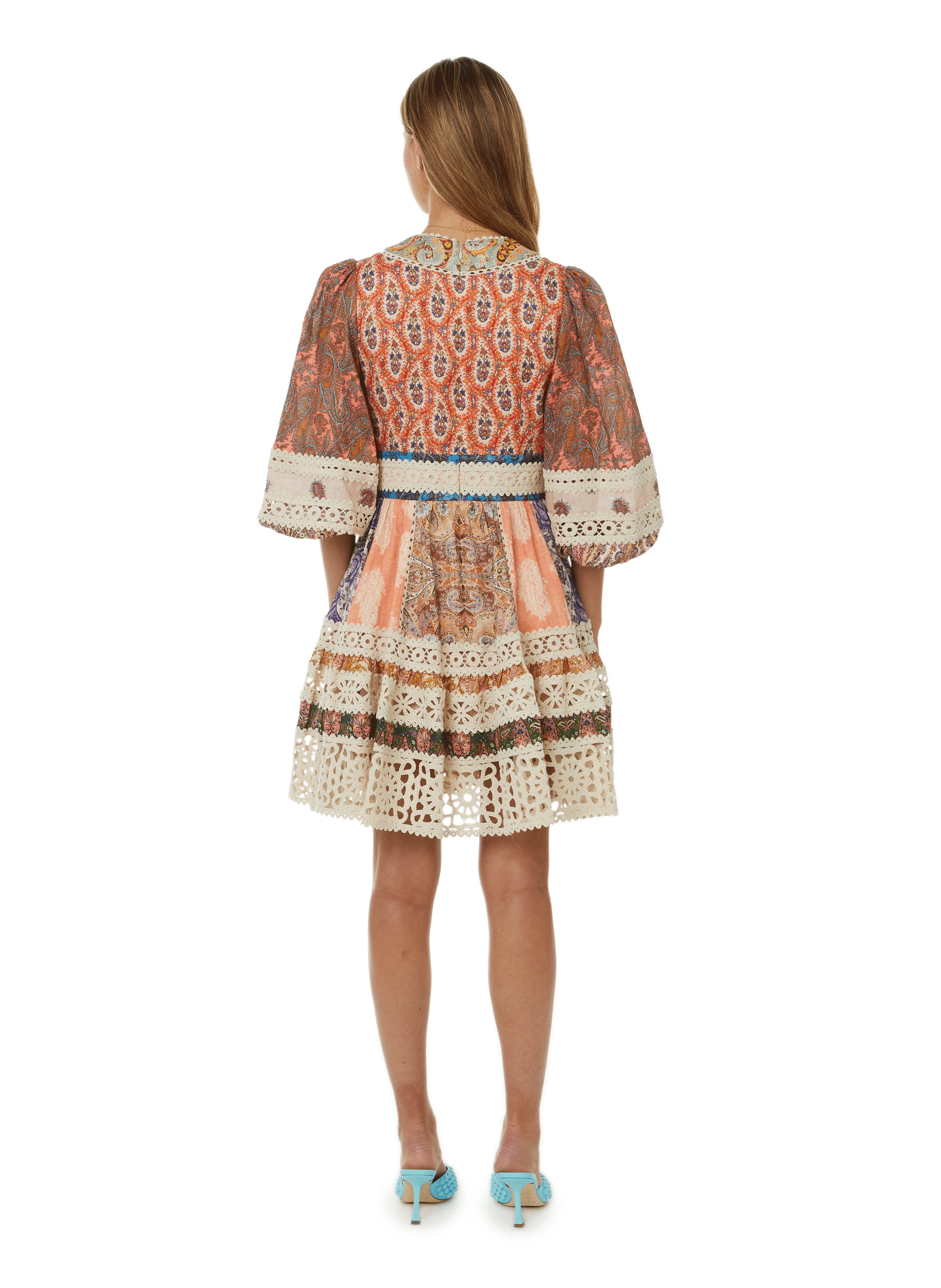 Robe courte en lin ZIMMERMANN Multicolore