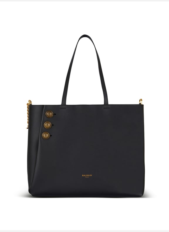 Sac cabas emblème en cuir Noir by BALMAIN BALMAIN Sac cabas emblème en cuir Noir